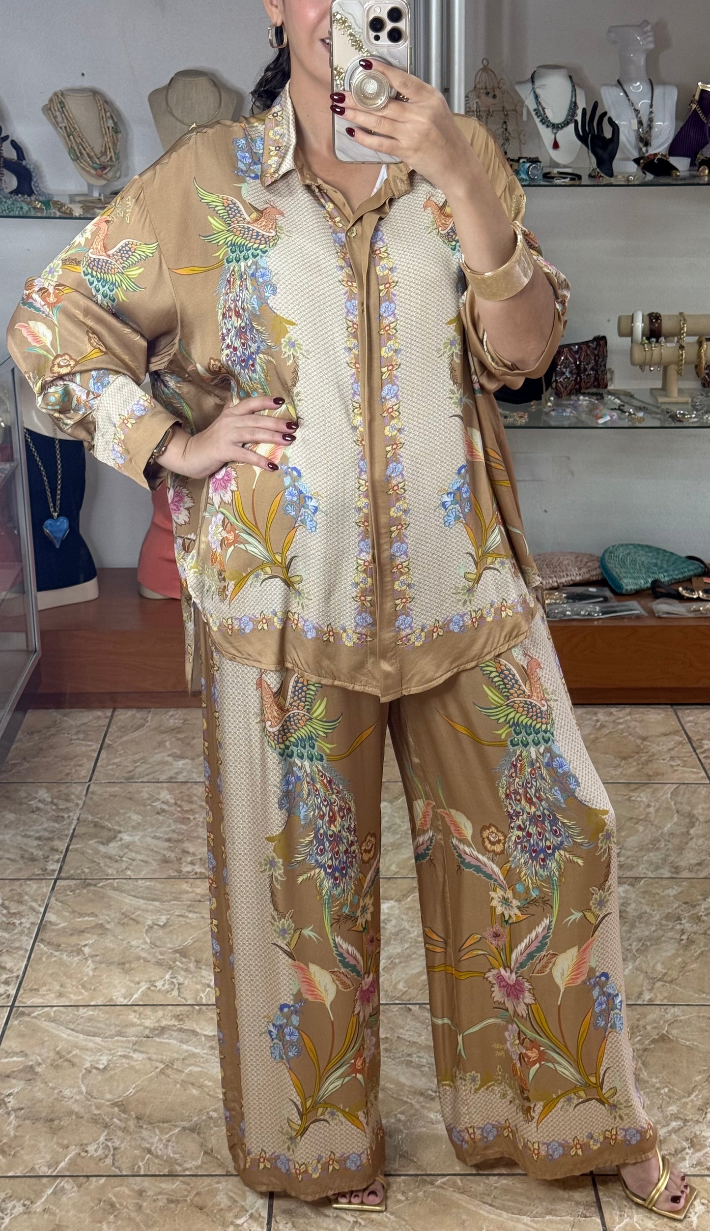 Birds & Flowers OS Satin Set (NO RETURNS OR EXCHANGE)