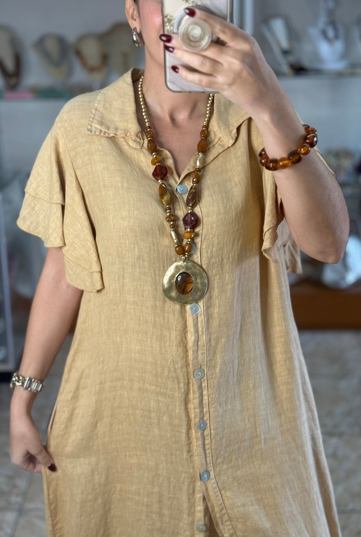 Boho-Style Amber Long Necklace (FINAL SALE)