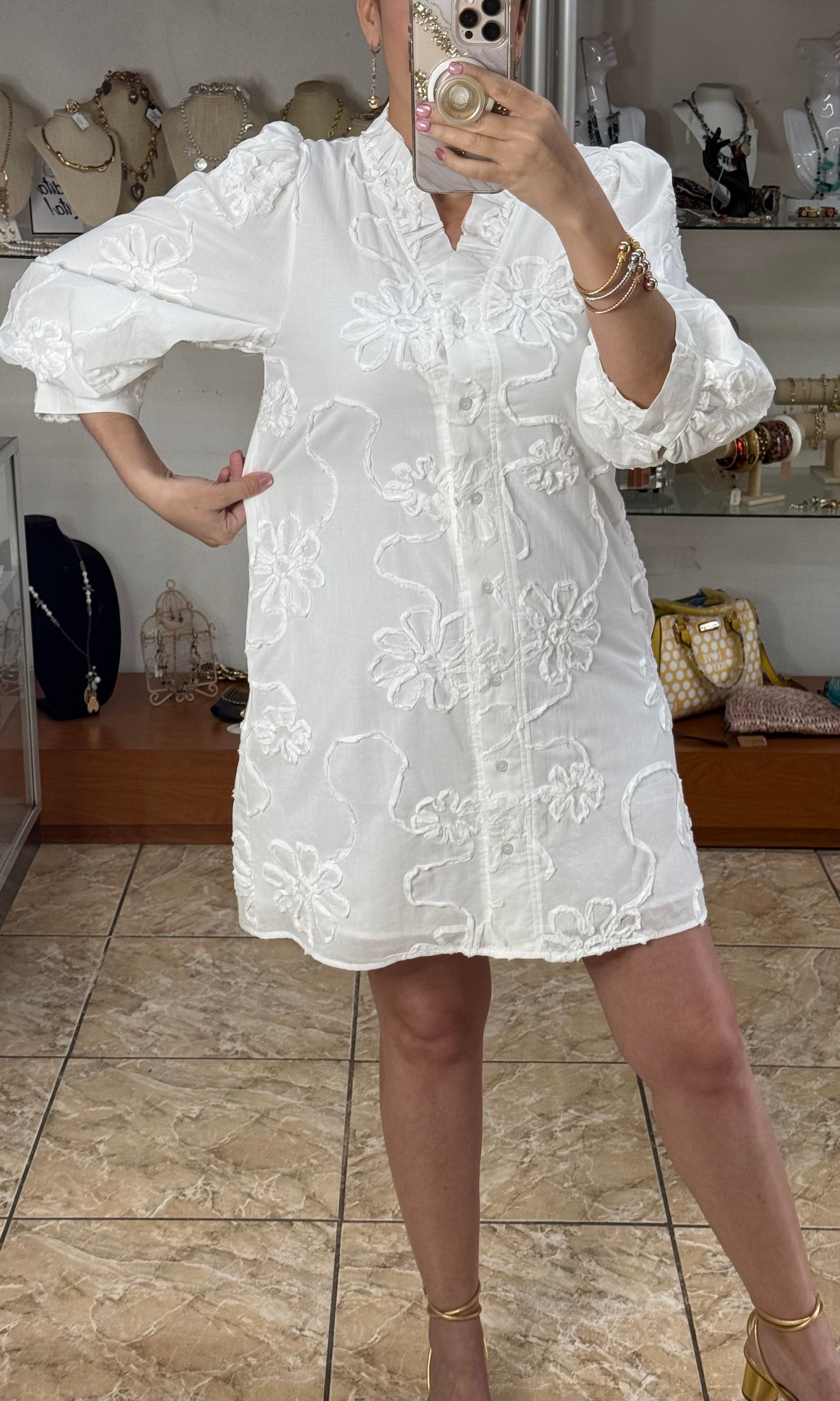 White Button Down Mini Dress (FINAL SALE)