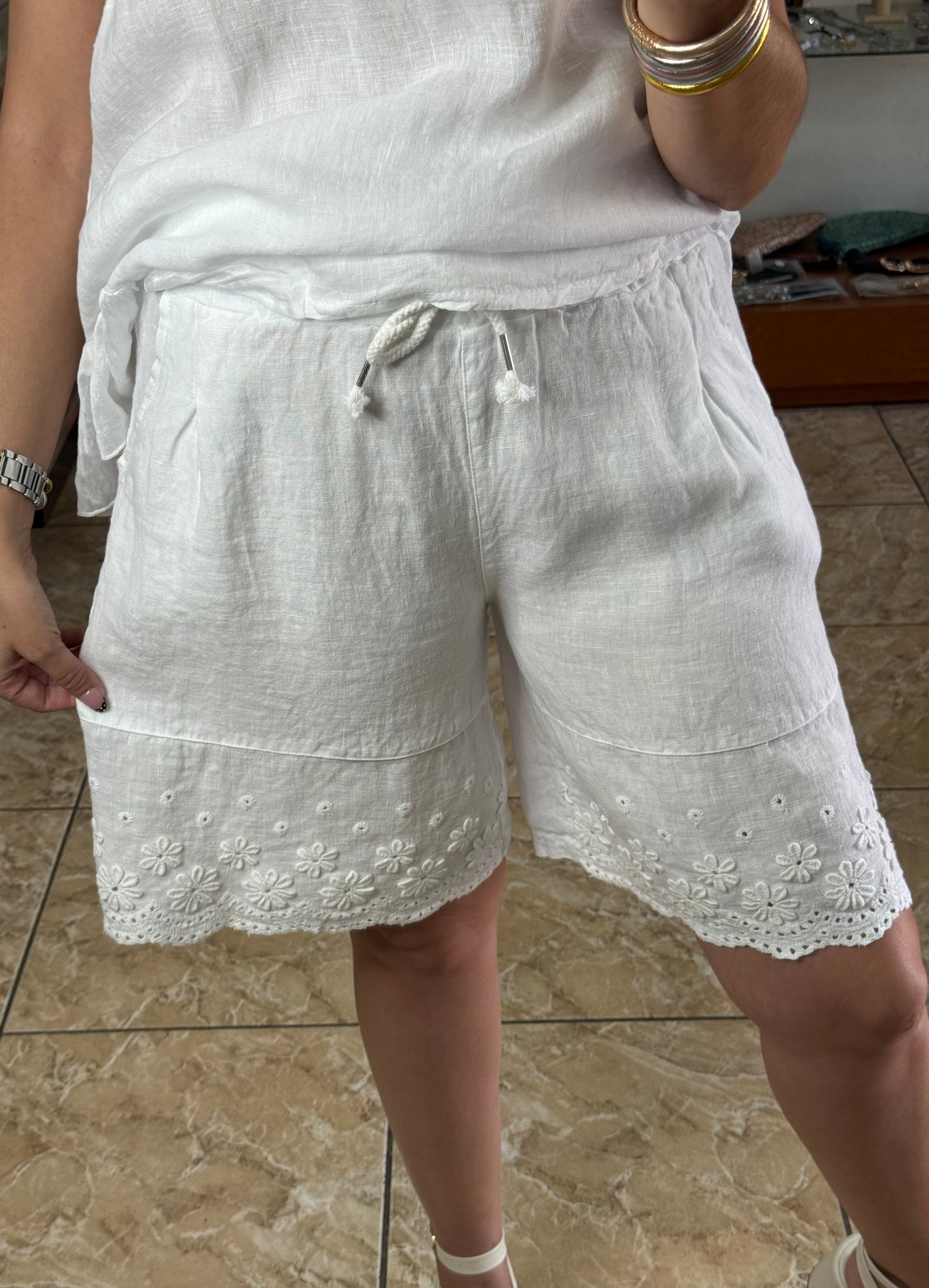 OS Linen Top & Short Set (NO RETURNS OR EXCHANGE)