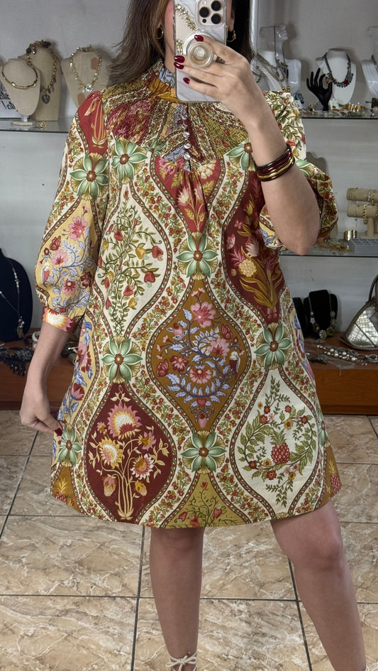 Chestnut Mix Floral Mini Dress