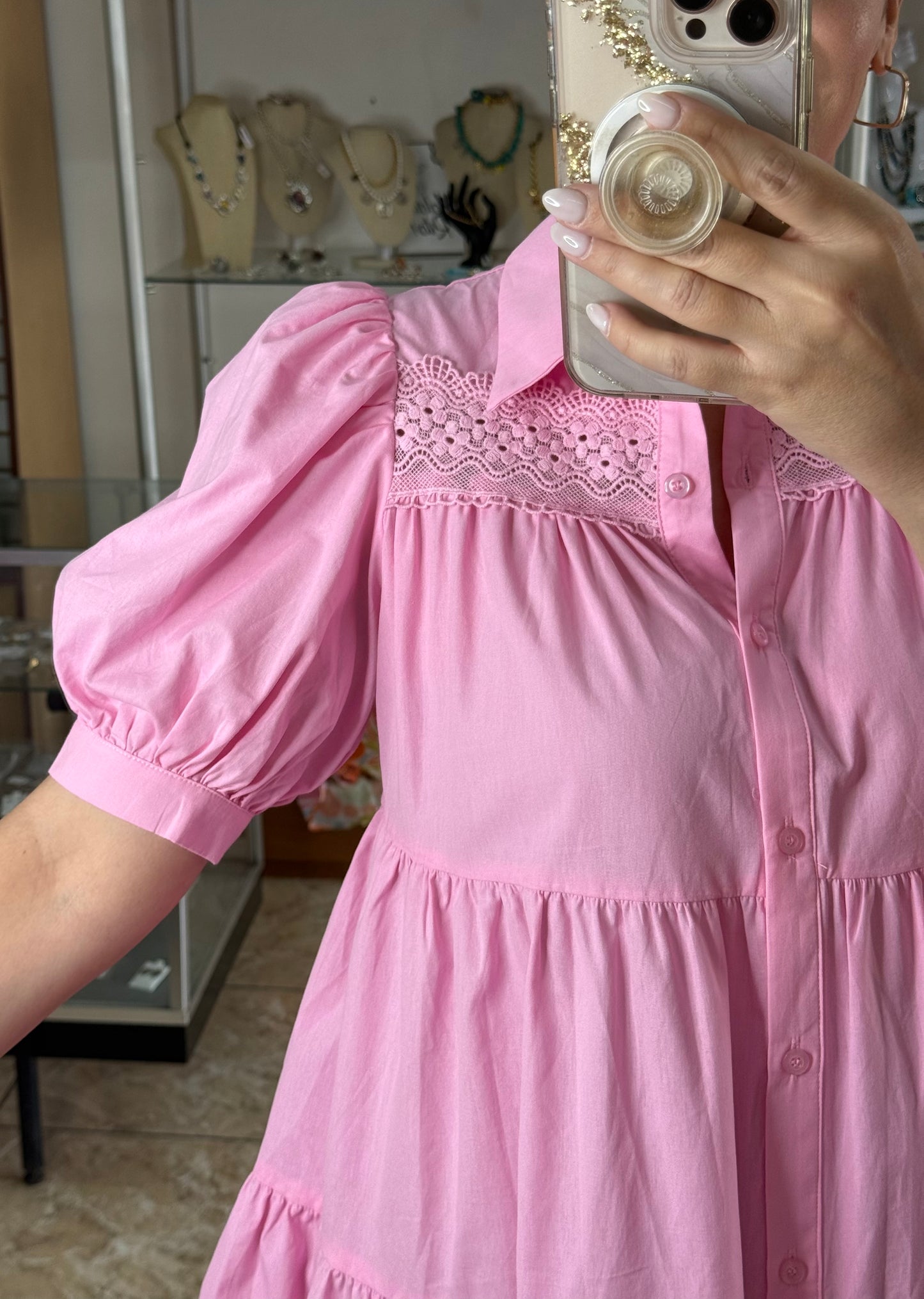 Pink Babydoll Mini Dress