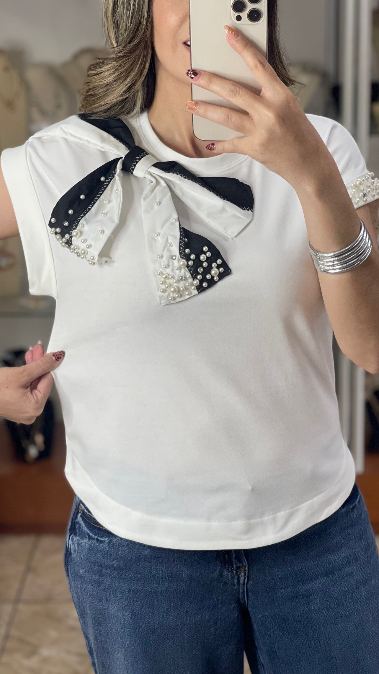 Ribbon and Pearls Top