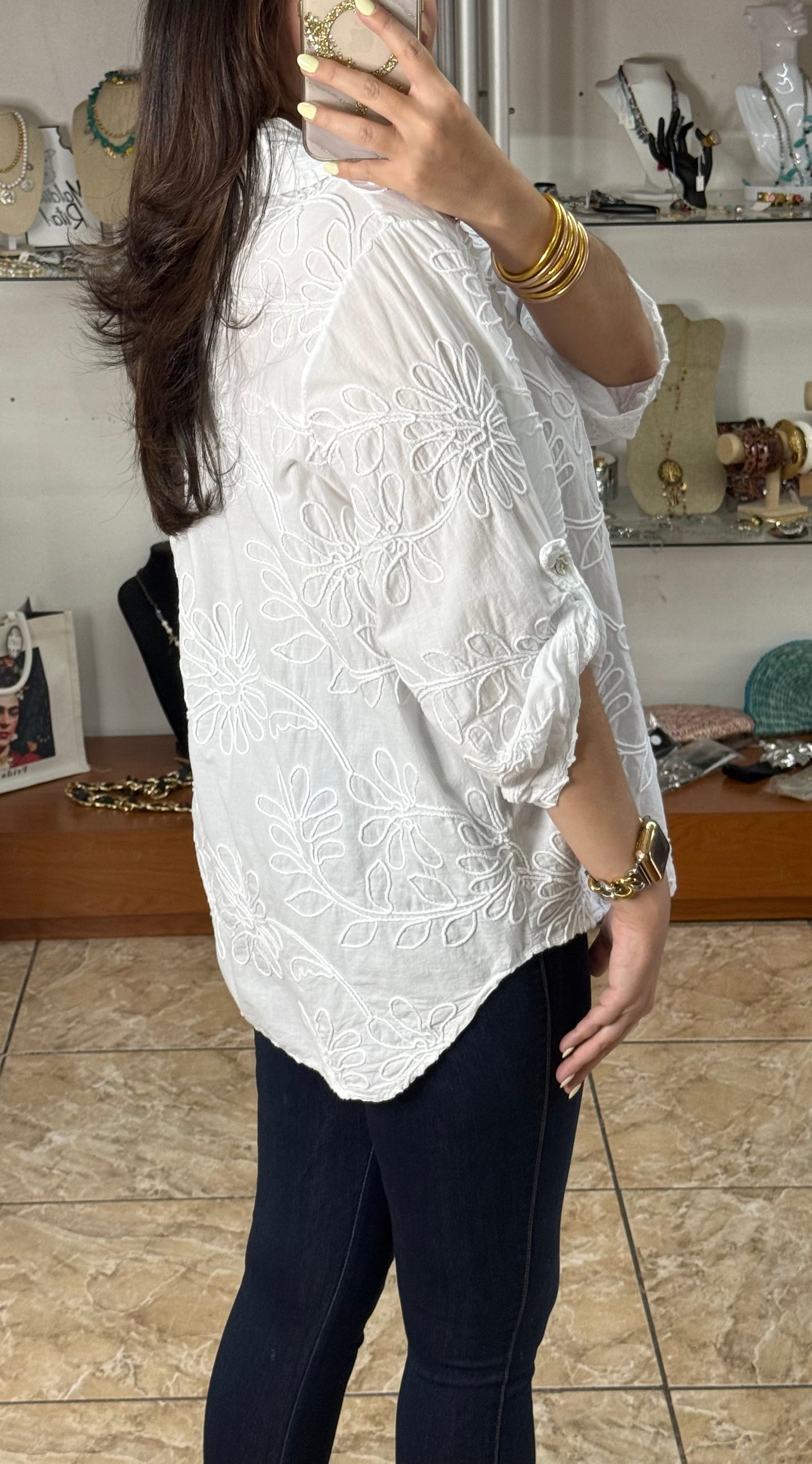 OS Embroidered Tunic Top (NO RETURNS OR EXCHANGE)