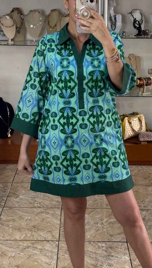 Green Mix Mini Dress (Reg and Plus)