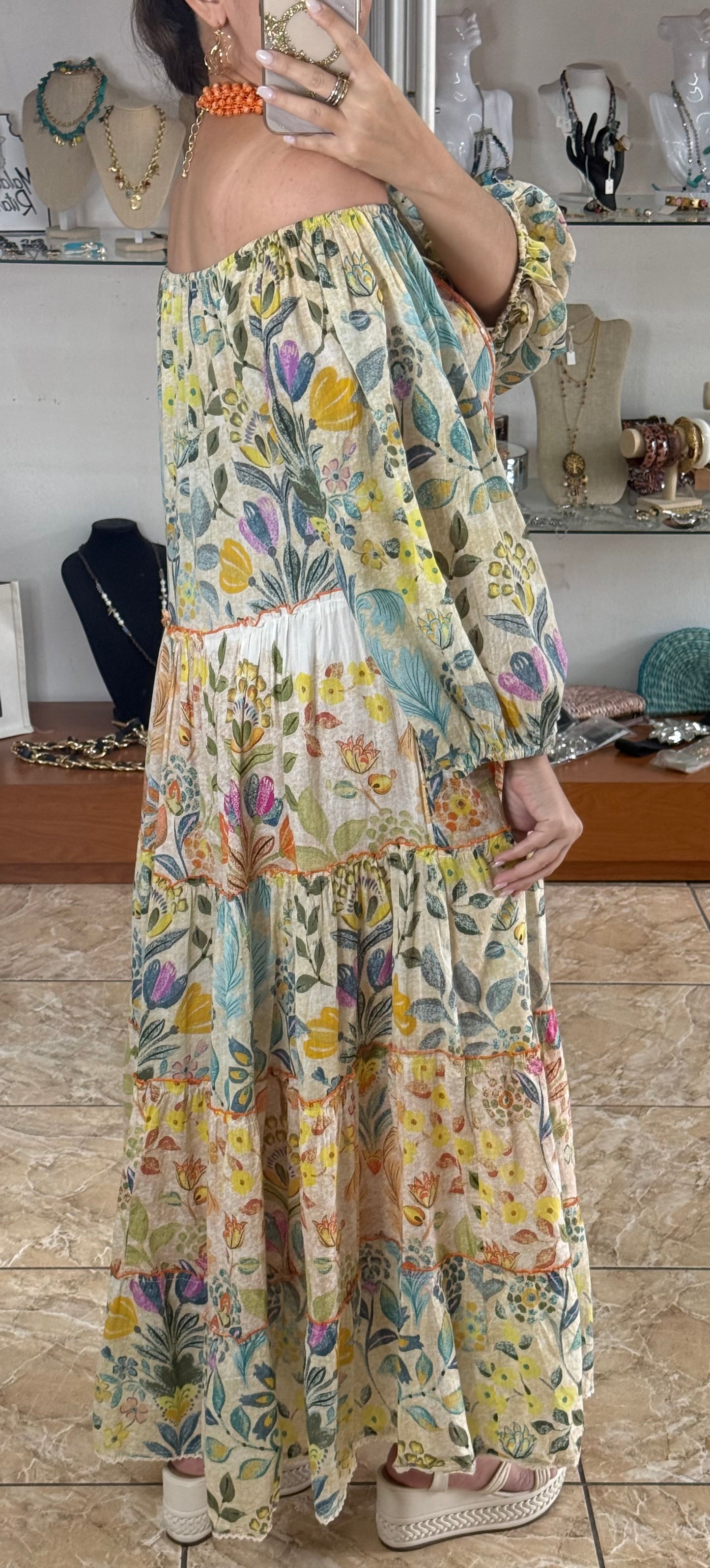 Floral Mix Off Shoulder Maxi Dress