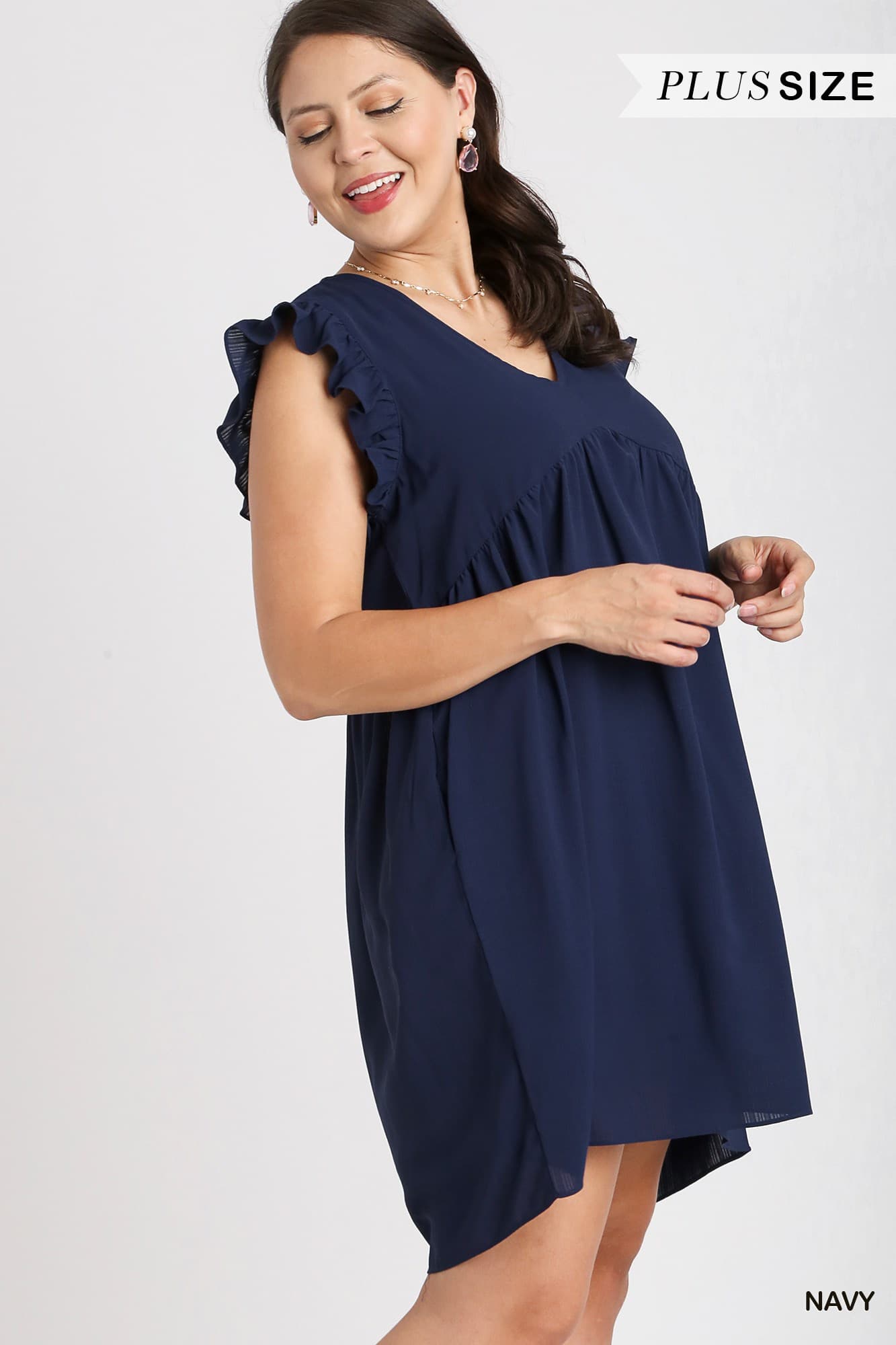 Navy Sleeveless Mini Dress (PLUS)