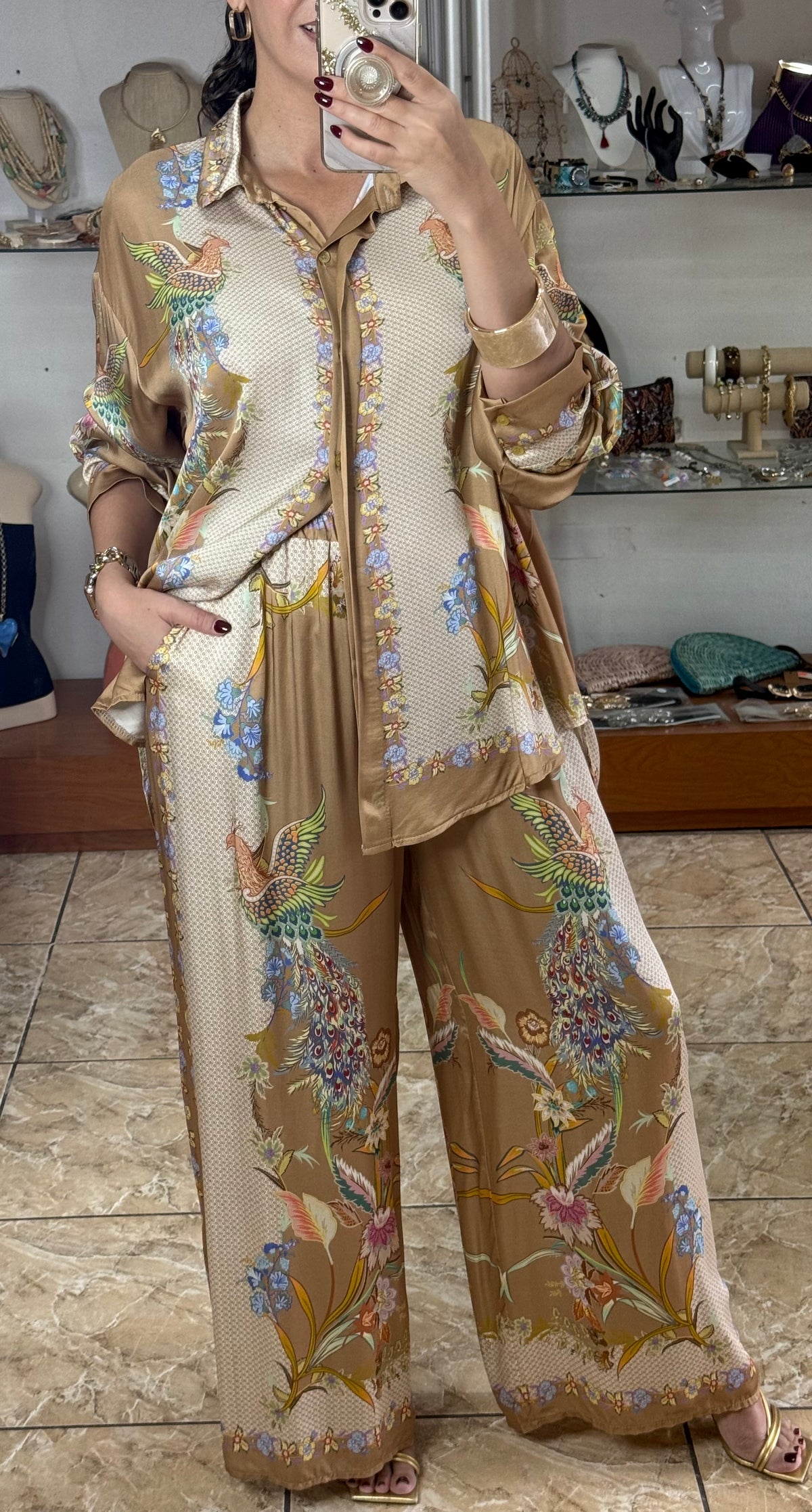Birds & Flowers OS Satin Set (NO RETURNS OR EXCHANGE)
