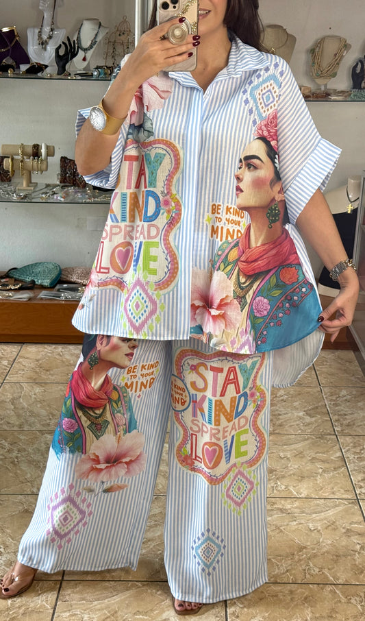 OS Frida Stripes Top & Pant Set (NO RETURNS OR EXCHANGE)
