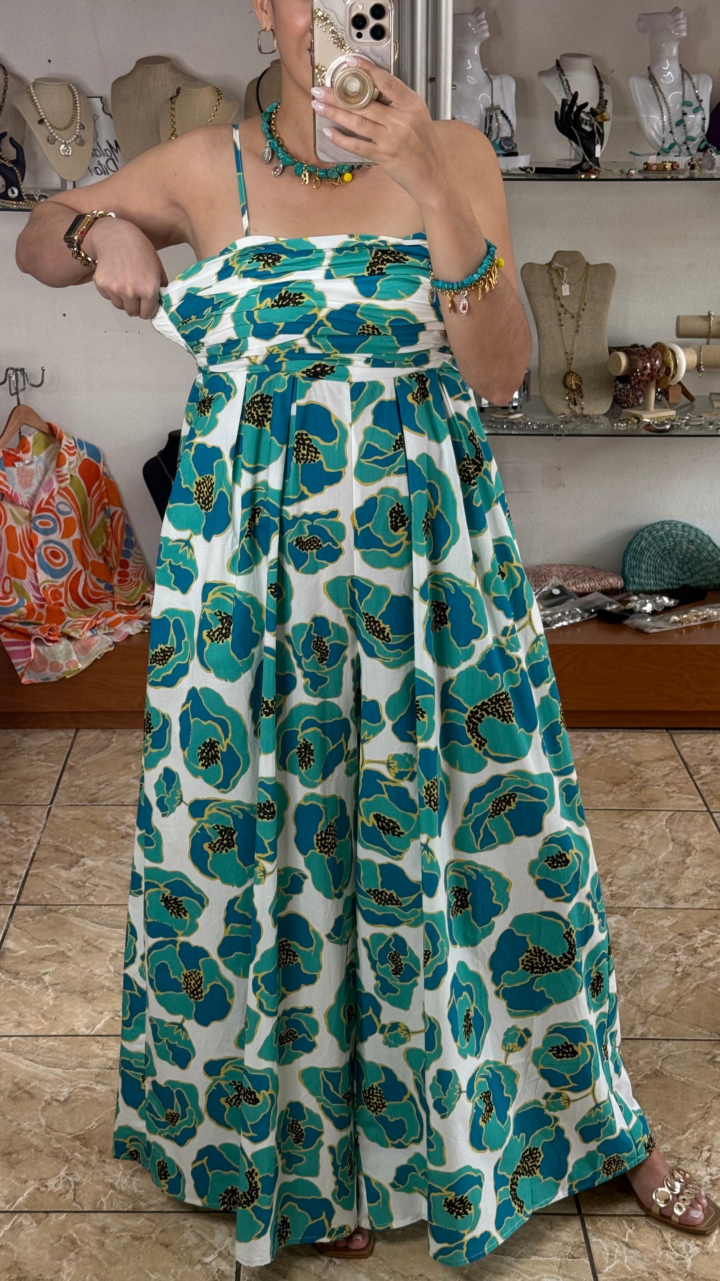 Green Flowers Jumpsuit