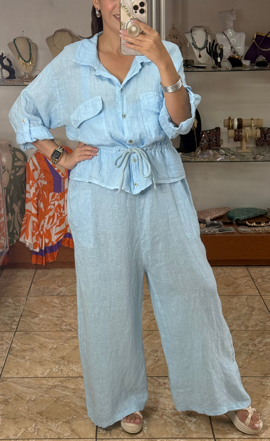 OS Linen Top & Jumpsuit Set (NO RETURNS OR EXCHANGE)