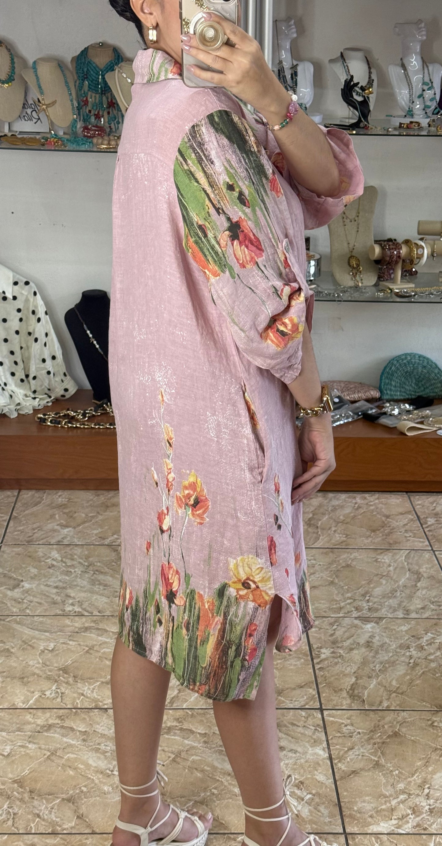 Malena OS Linen Dress (NO RETURNS OR EXCHANGE)