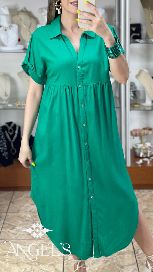 Linen Blend Midi Dress (FINAL SALE)