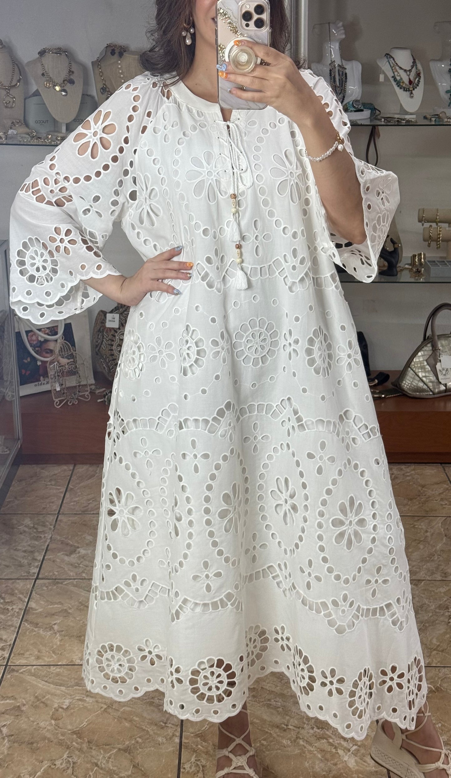 Darana Embroidered OS Maxi Dress (FINAL SALE)