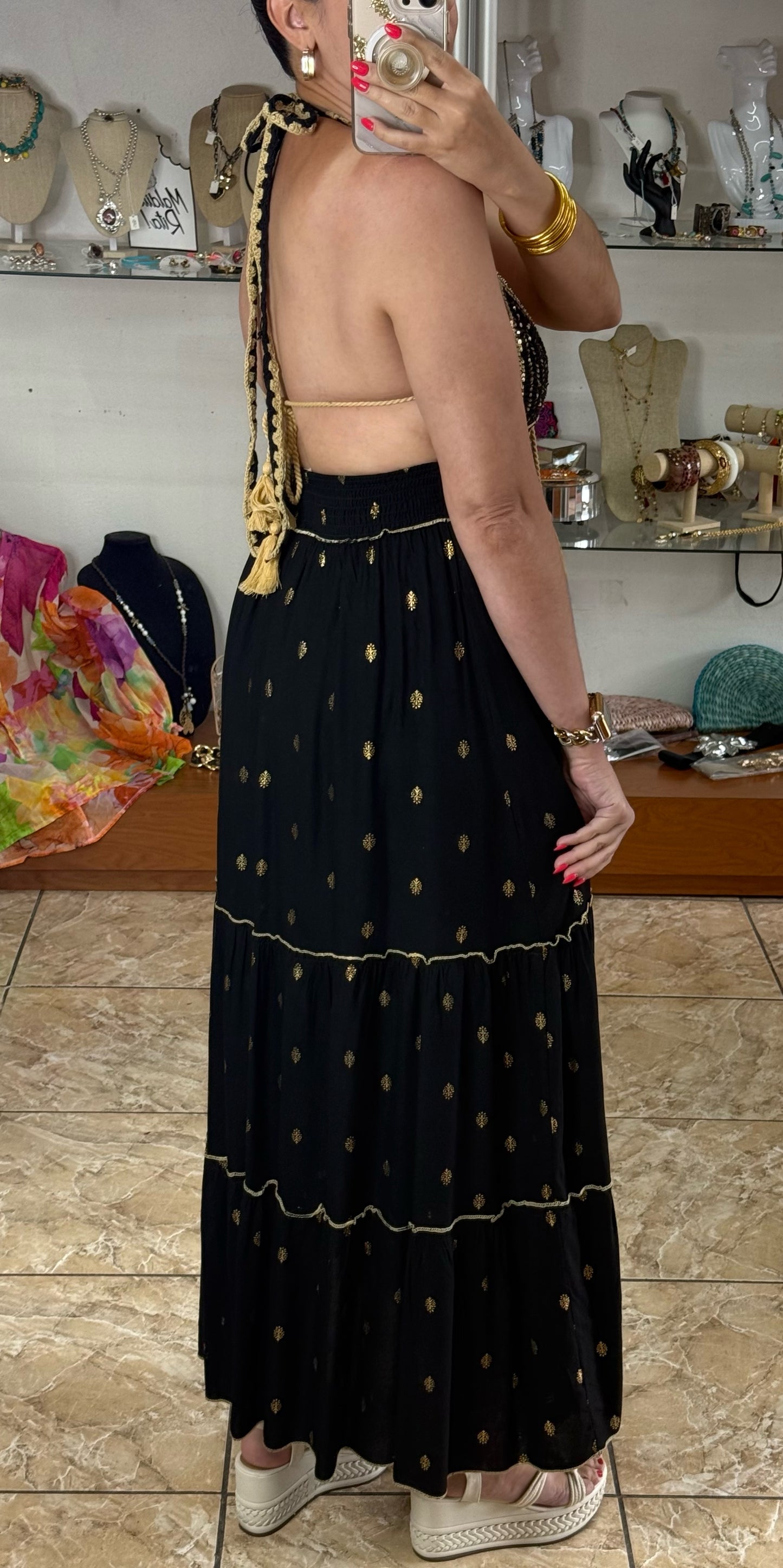 Open Back Boho OS Maxi Dress (NO RETURNS OR EXCHANGE)