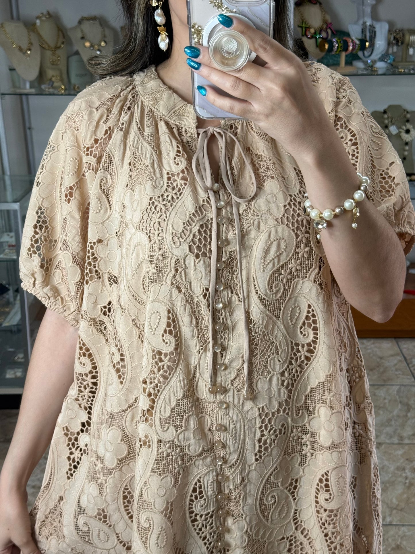 Paisley Embroidered Maxi OS Dress (FINAL SALE)