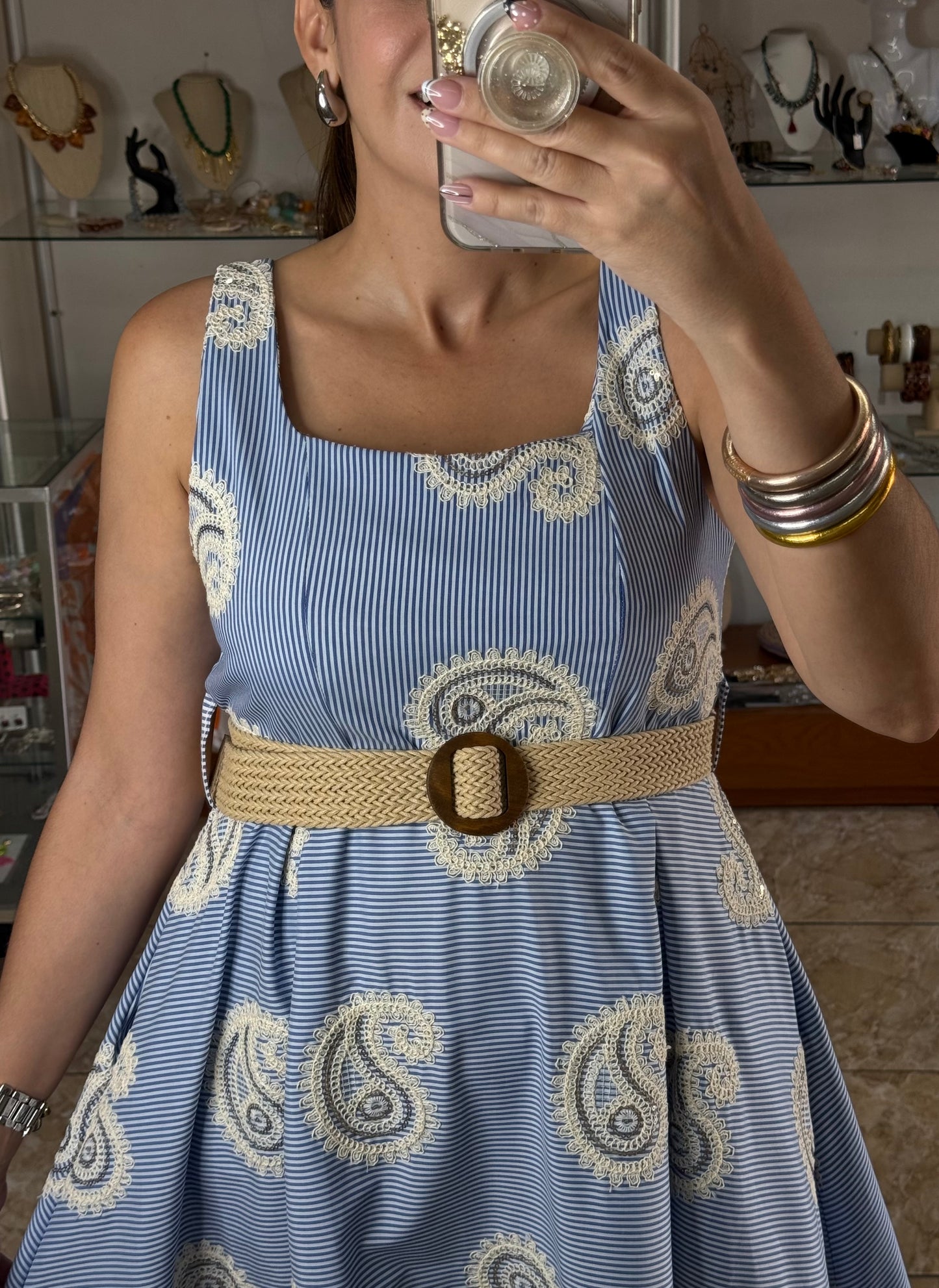 Paisley & Stripes OS Belted Maxi Dress (NO RETURNS OR EXCHANGE)