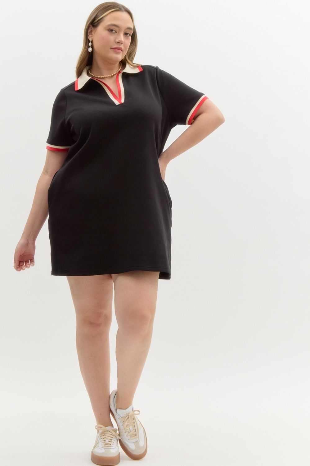 Black Pullover Mini Dress (PLUS)