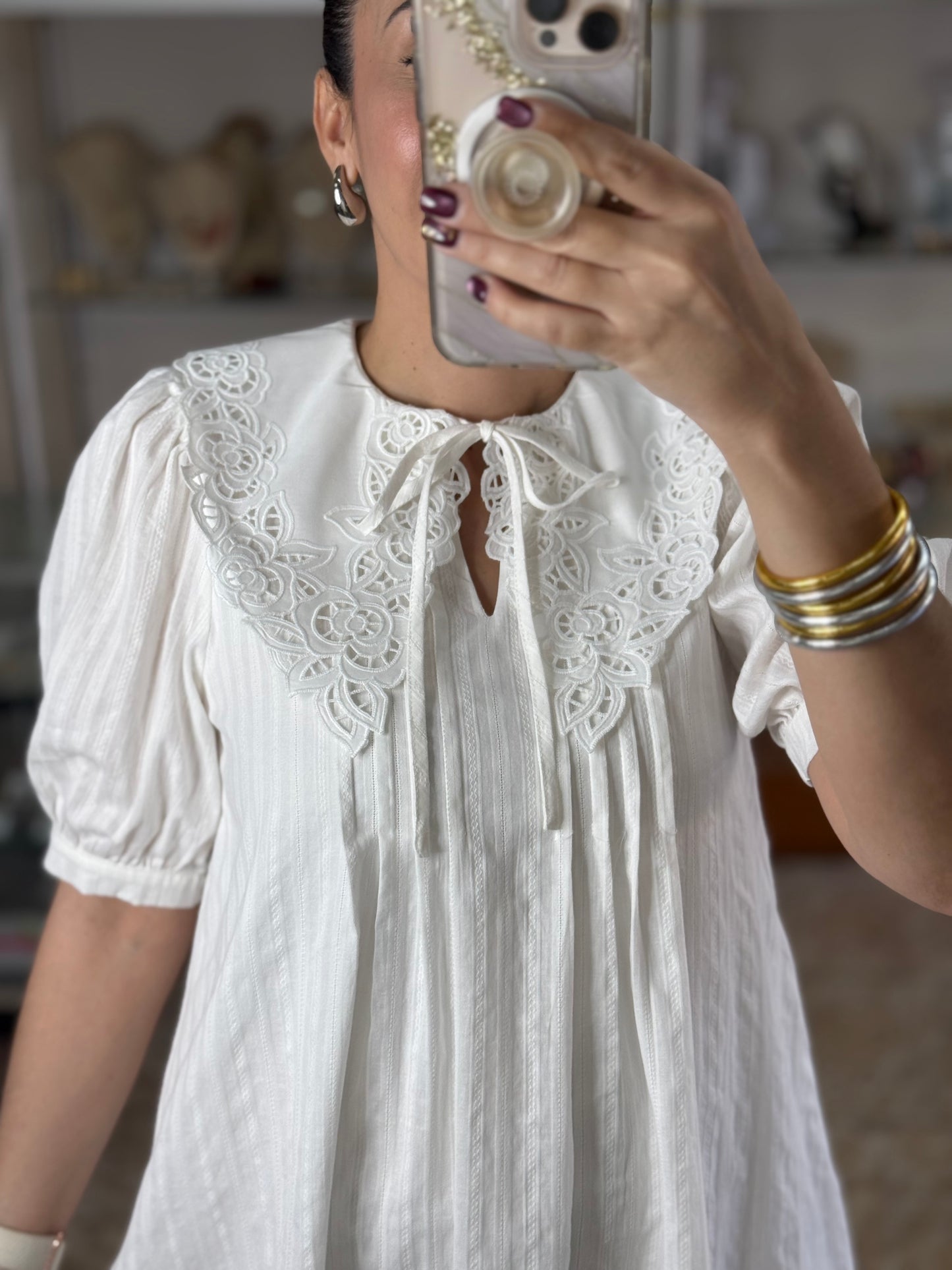 Eyelet Collard Mini Dress (NO RETURNS OR EXCHANGE)