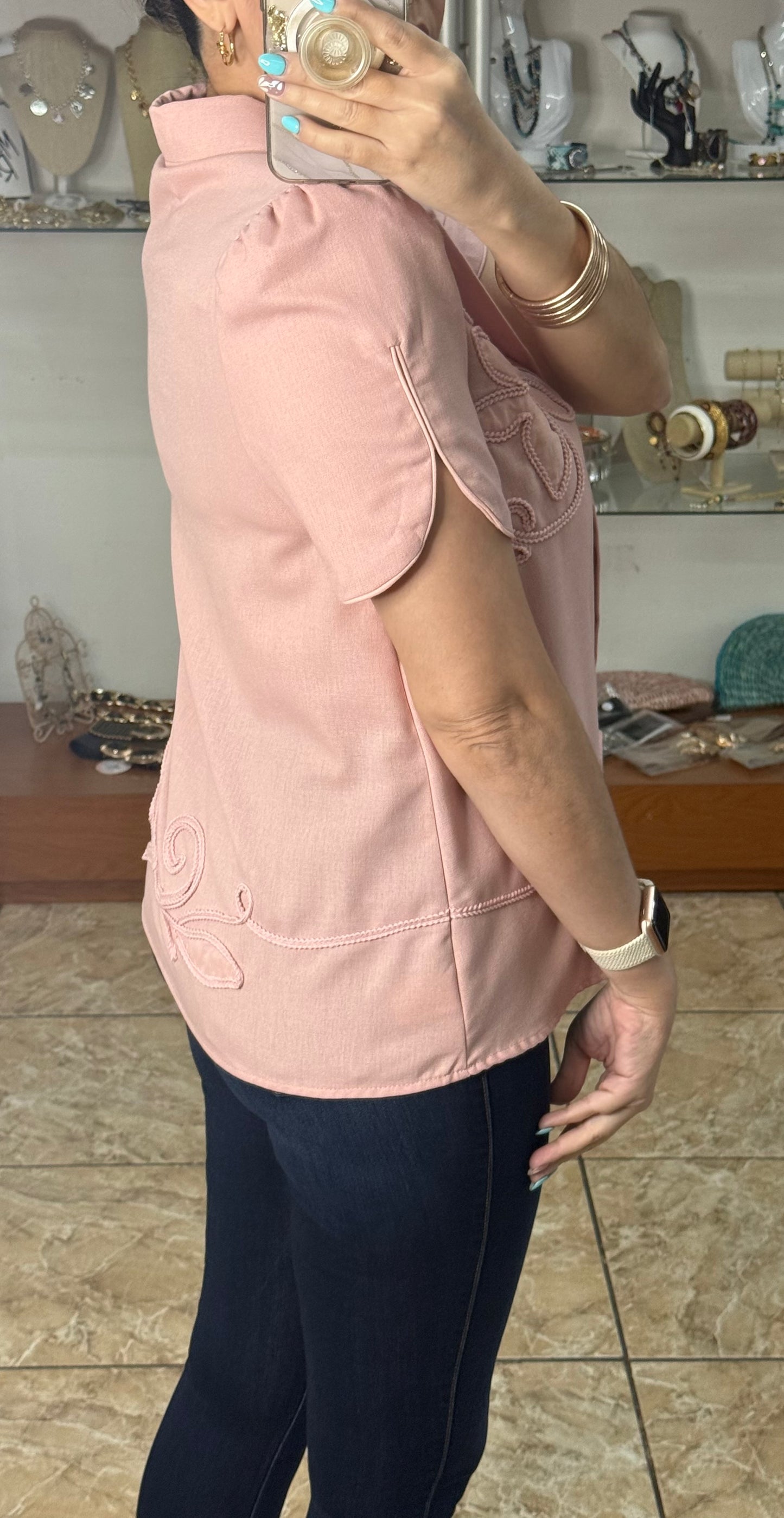 Dusty Rose Button Down Top