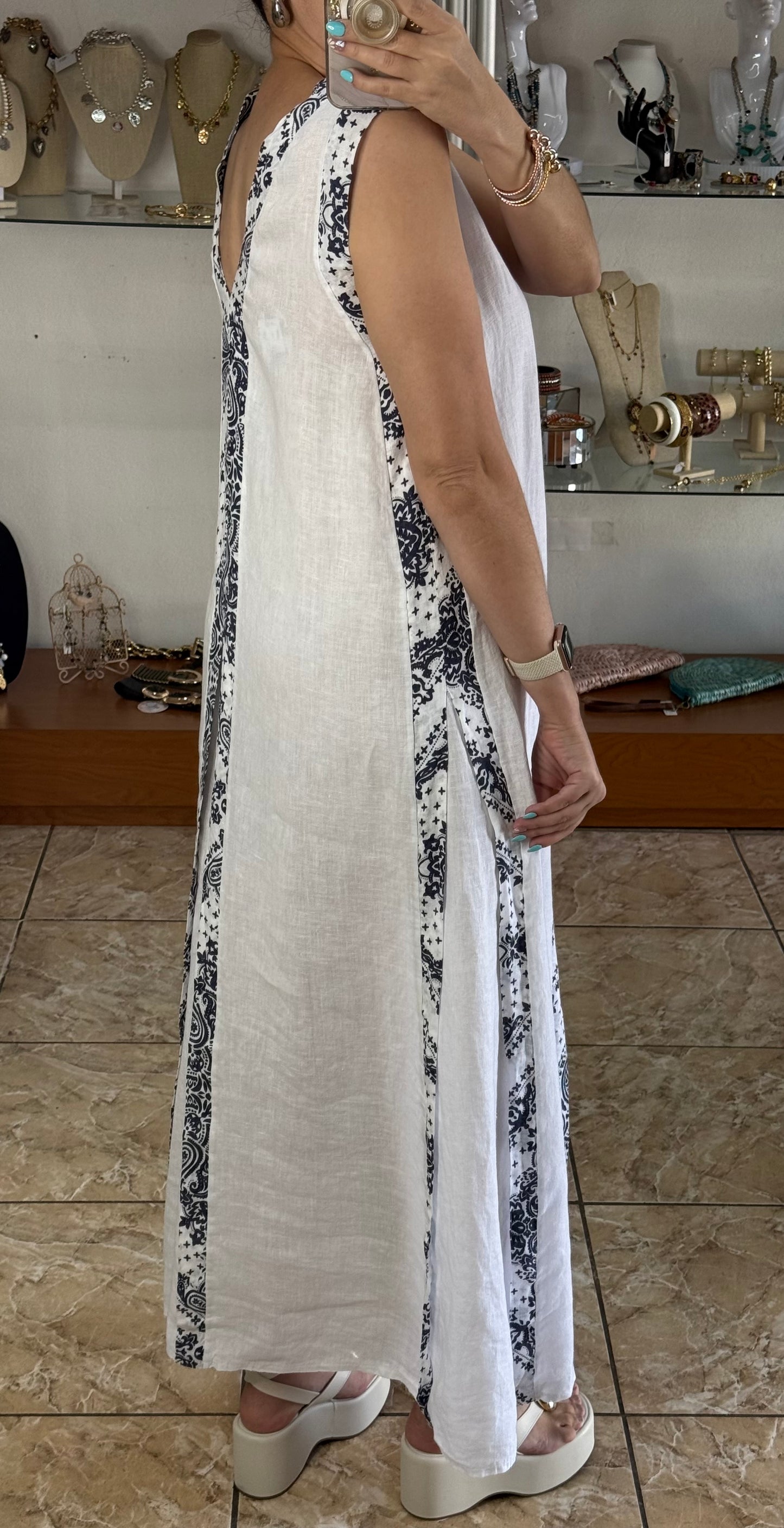 Sleeveless OS Maxi Linen Dress (FINAL SALE)