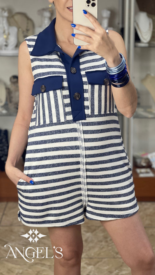 Blue Stripes Romper