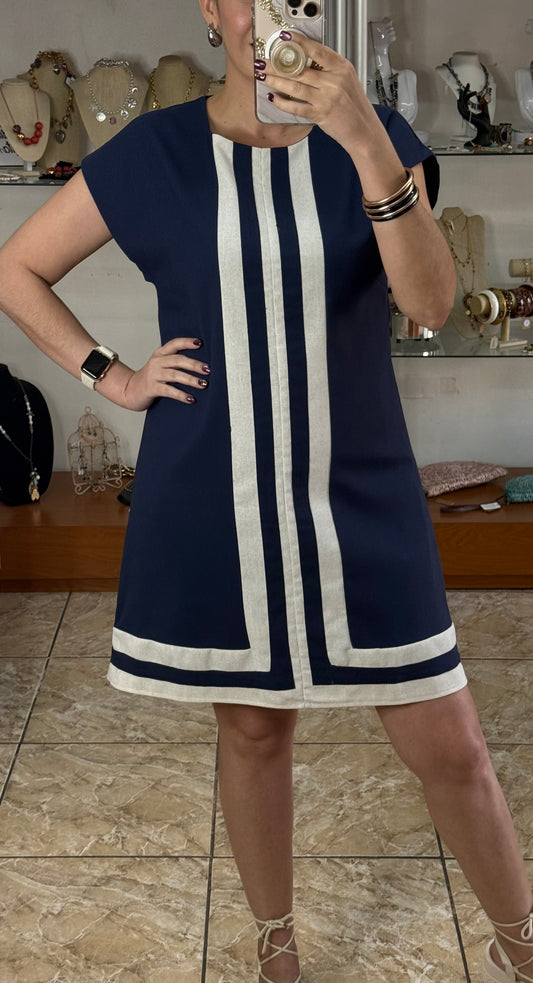 Navy/Cream Mini Dress