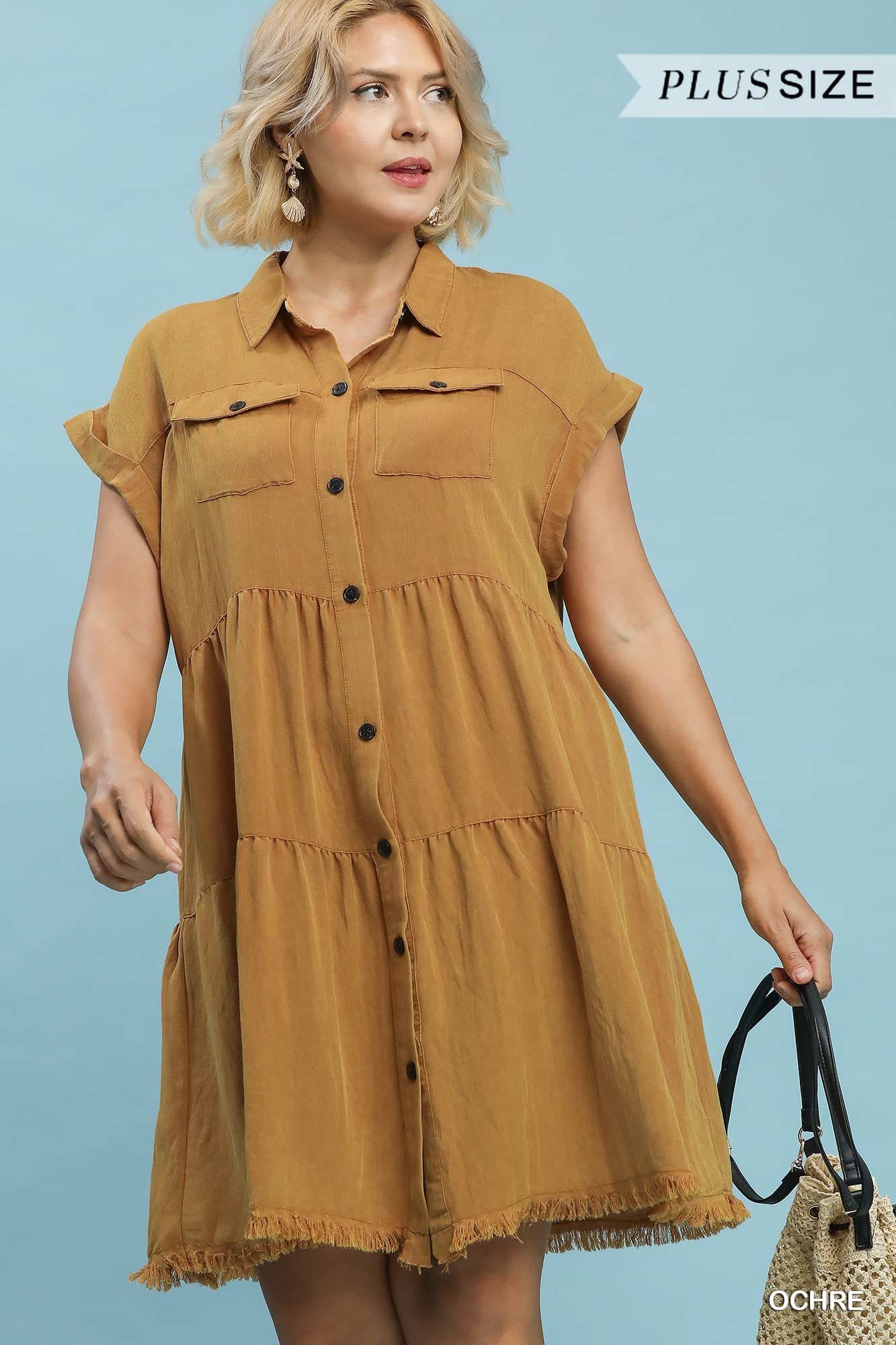 Button Down Mini Dress (PLUS)