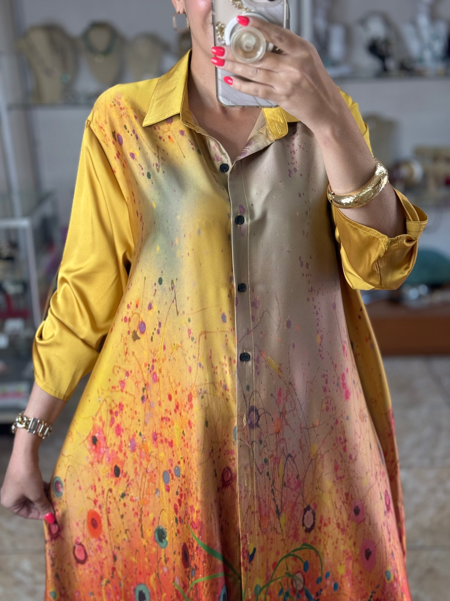 Floral Silk OS Top/Dress & Pant Set (NO RETURNS OR EXCHANGE)