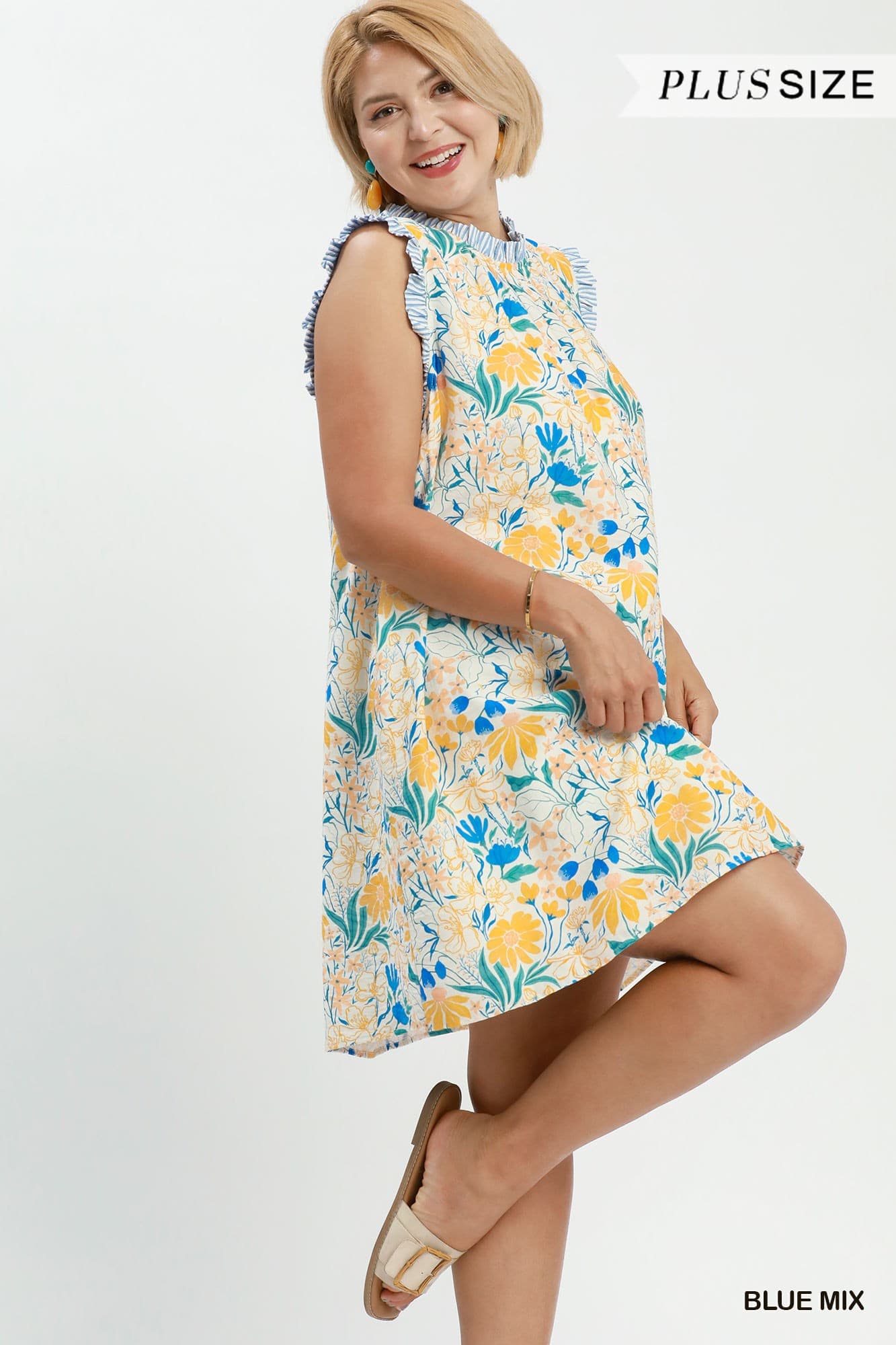 Floral Print Babydoll Dress (PLUS)