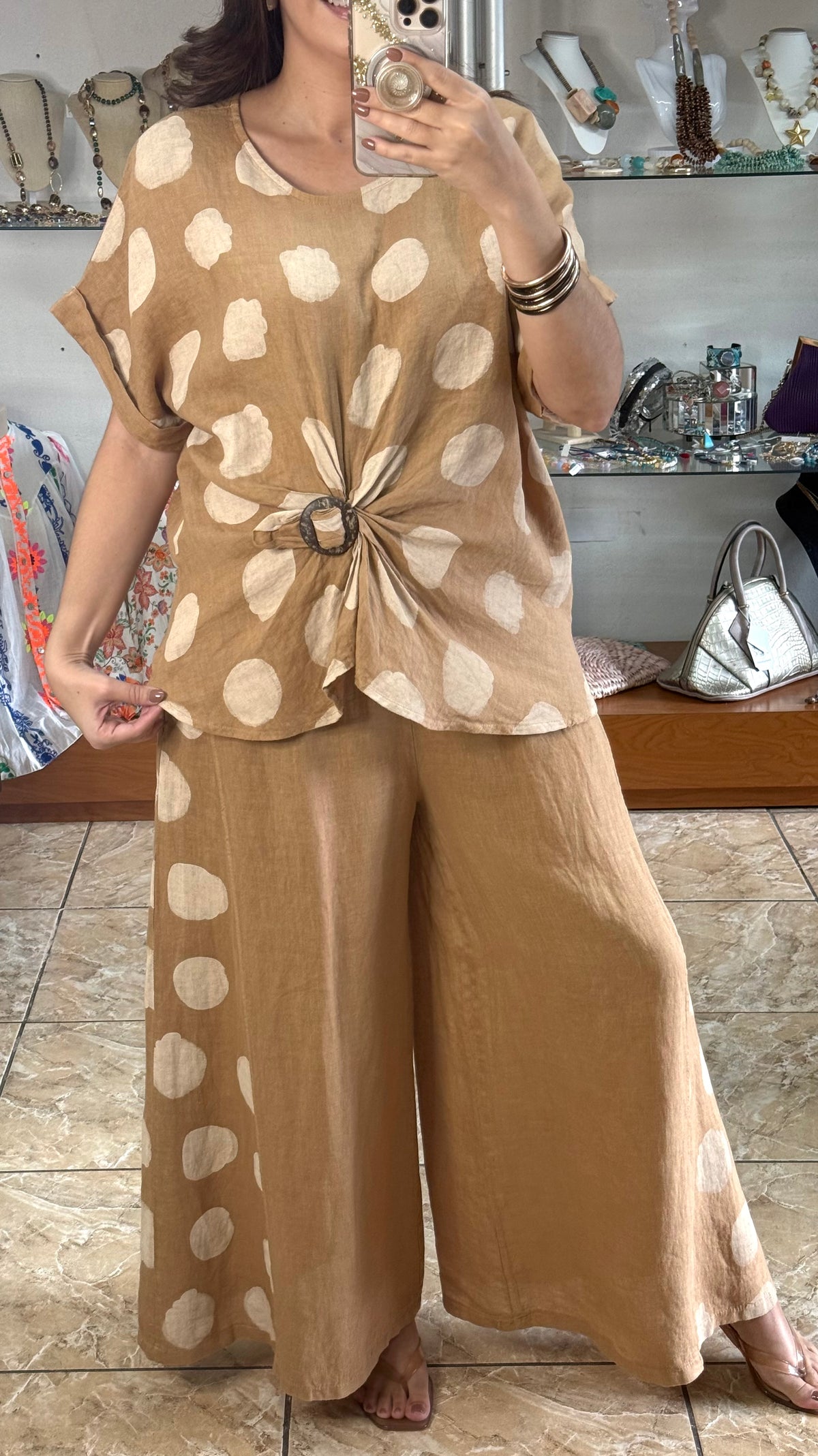 OS Polkadots Linen Set (NO RETURNS OR EXCHANGE)