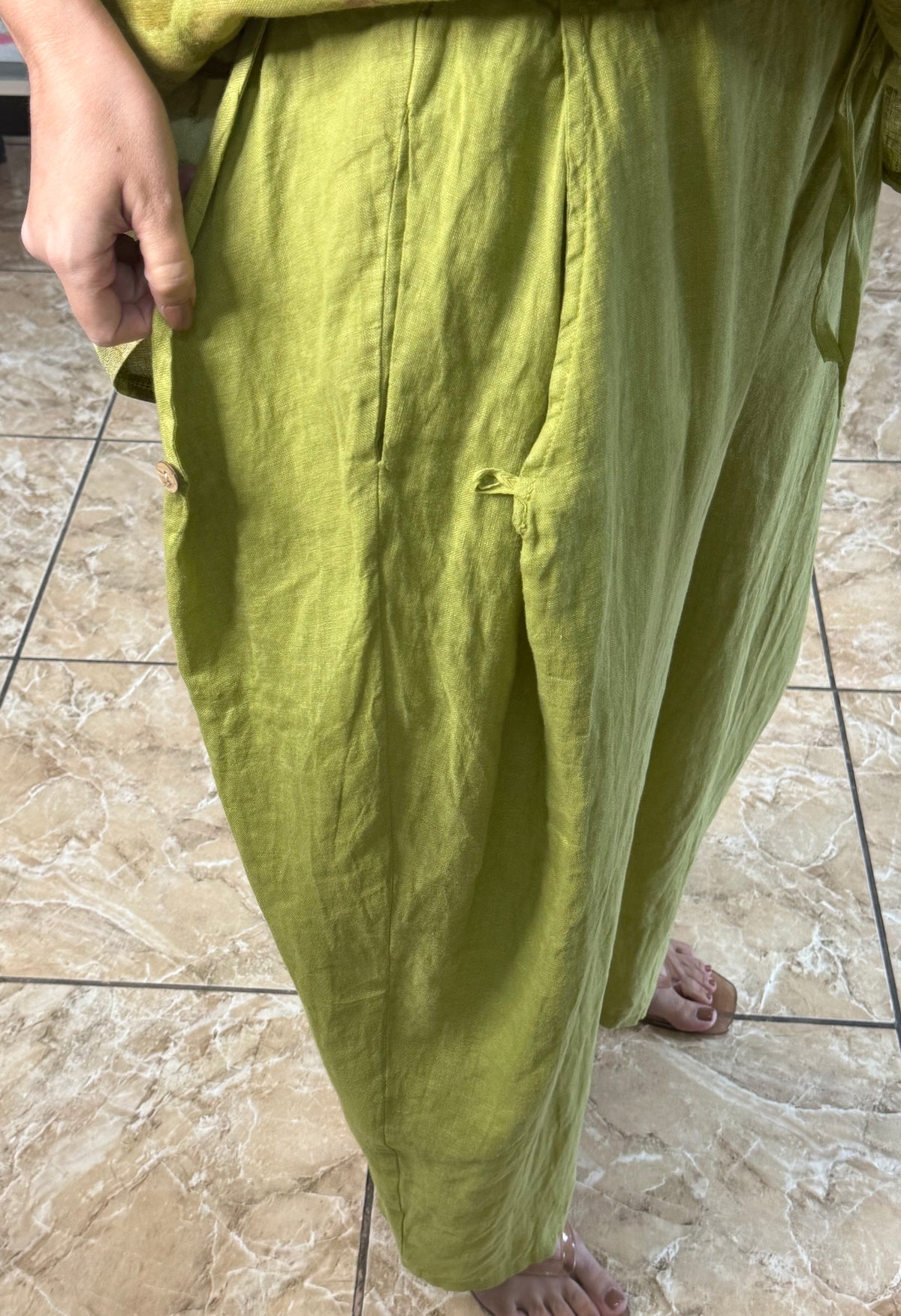 OS Top & Barrel Style Pant Linen Set (NO RETURNS OR EXCHANGE)