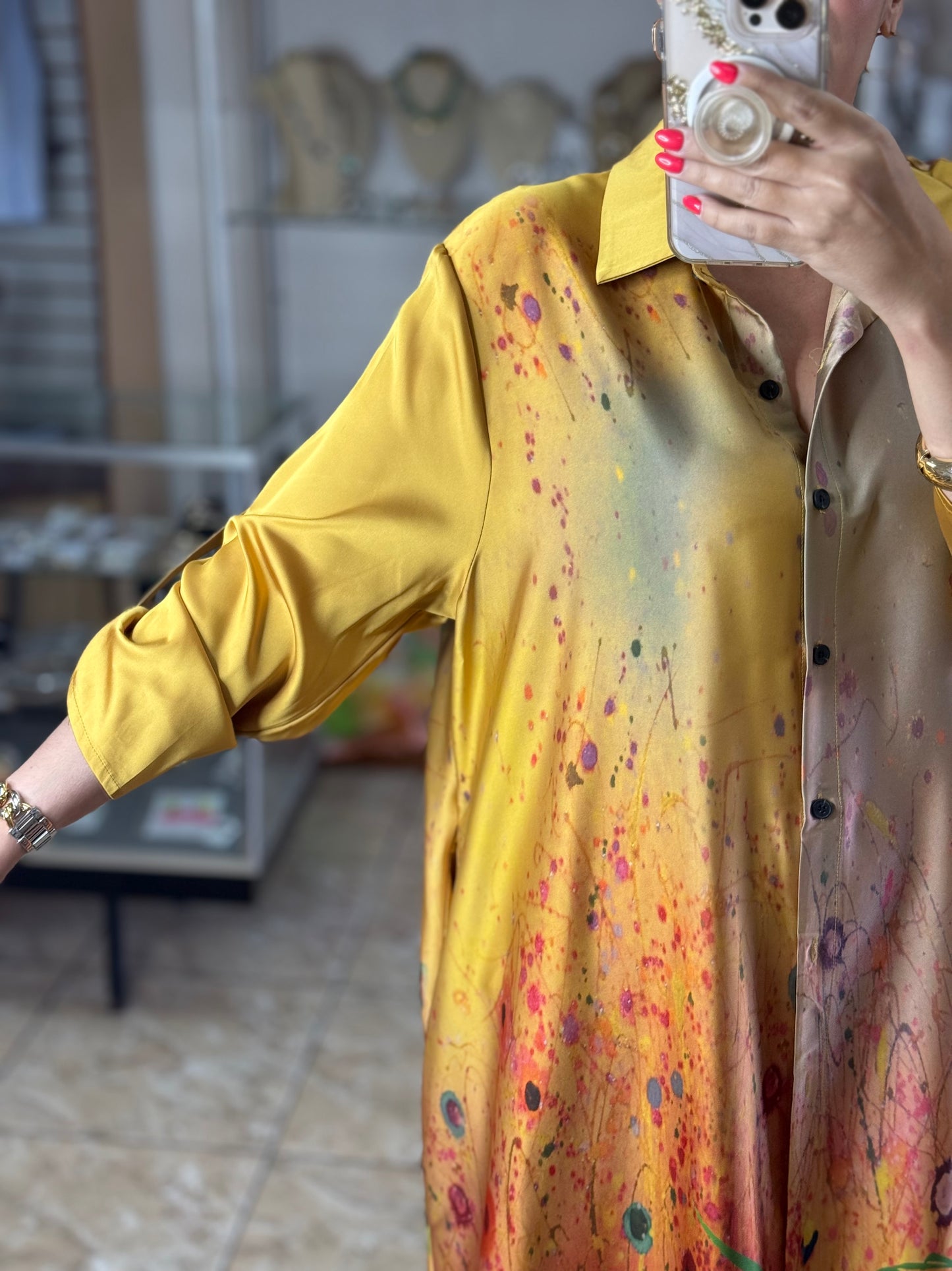 Floral Silk OS Top/Dress & Pant Set (NO RETURNS OR EXCHANGE)