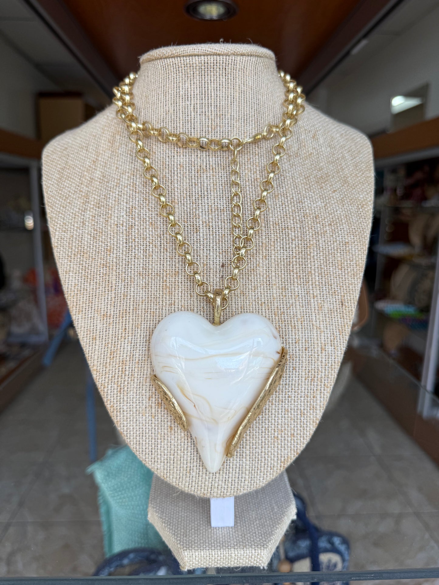 Long Necklace with Big Heart Pendant (NO RETURNS OR EXCHANGE)