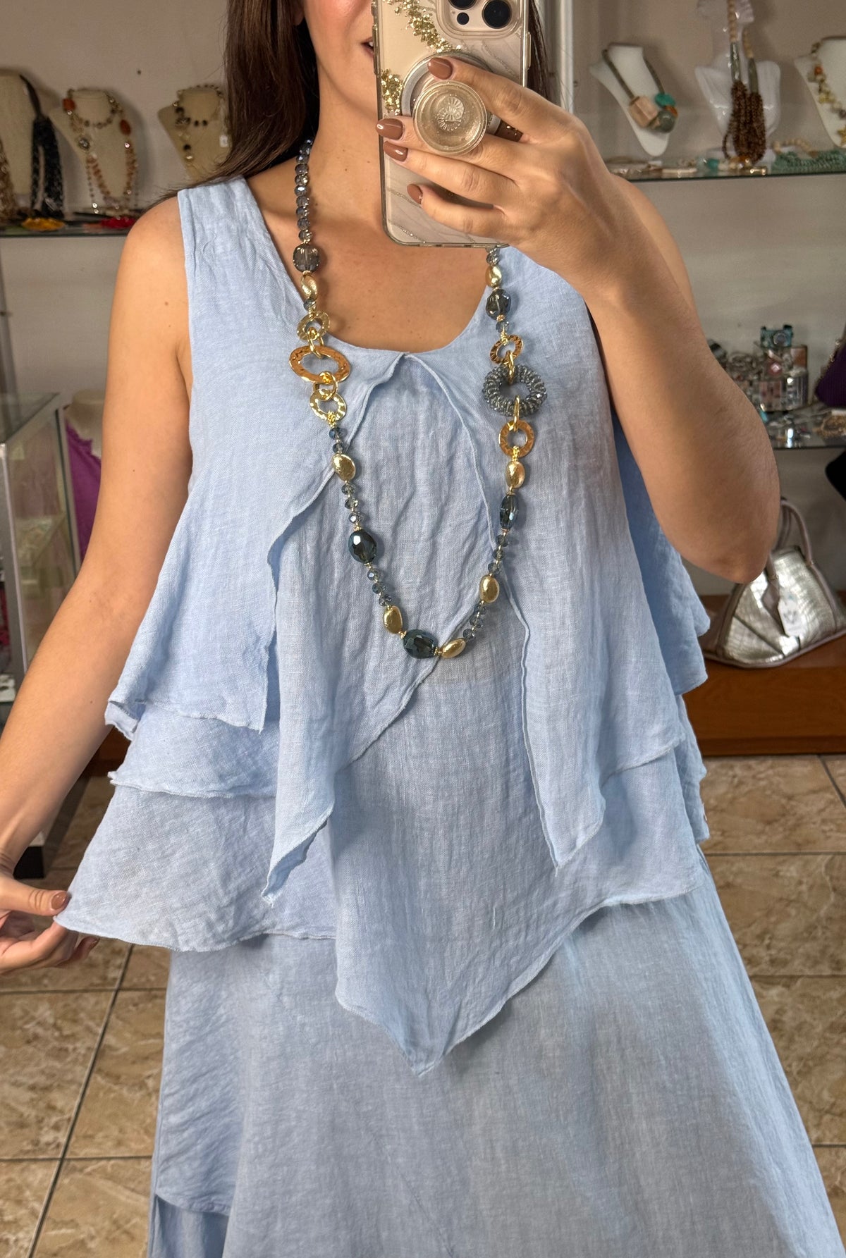 OS Linen Top & Skirt Set (NO RETURNS OR EXCHANGE)