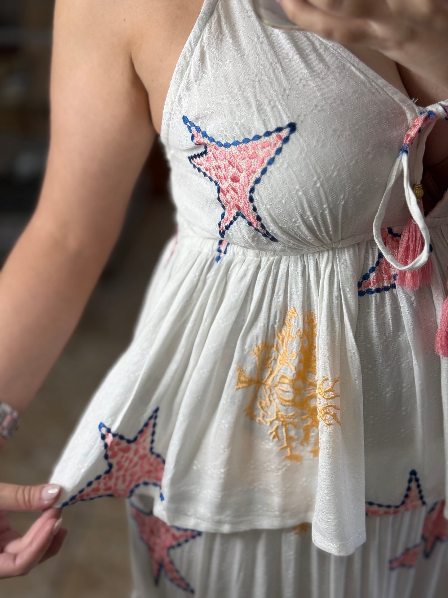 Summer Embroidered Top and Pant Set (NO RETURNS OR EXCHANGE)