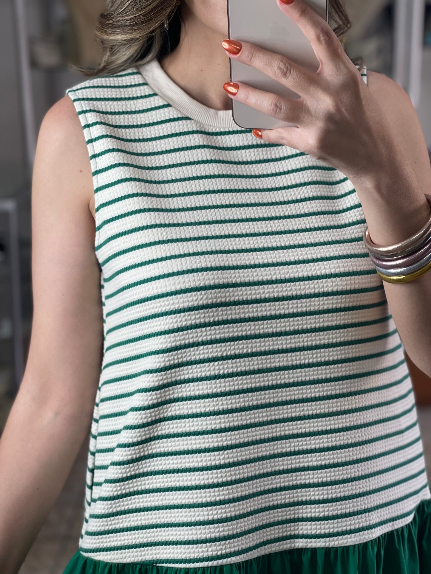 Green Stripes Mini Dress