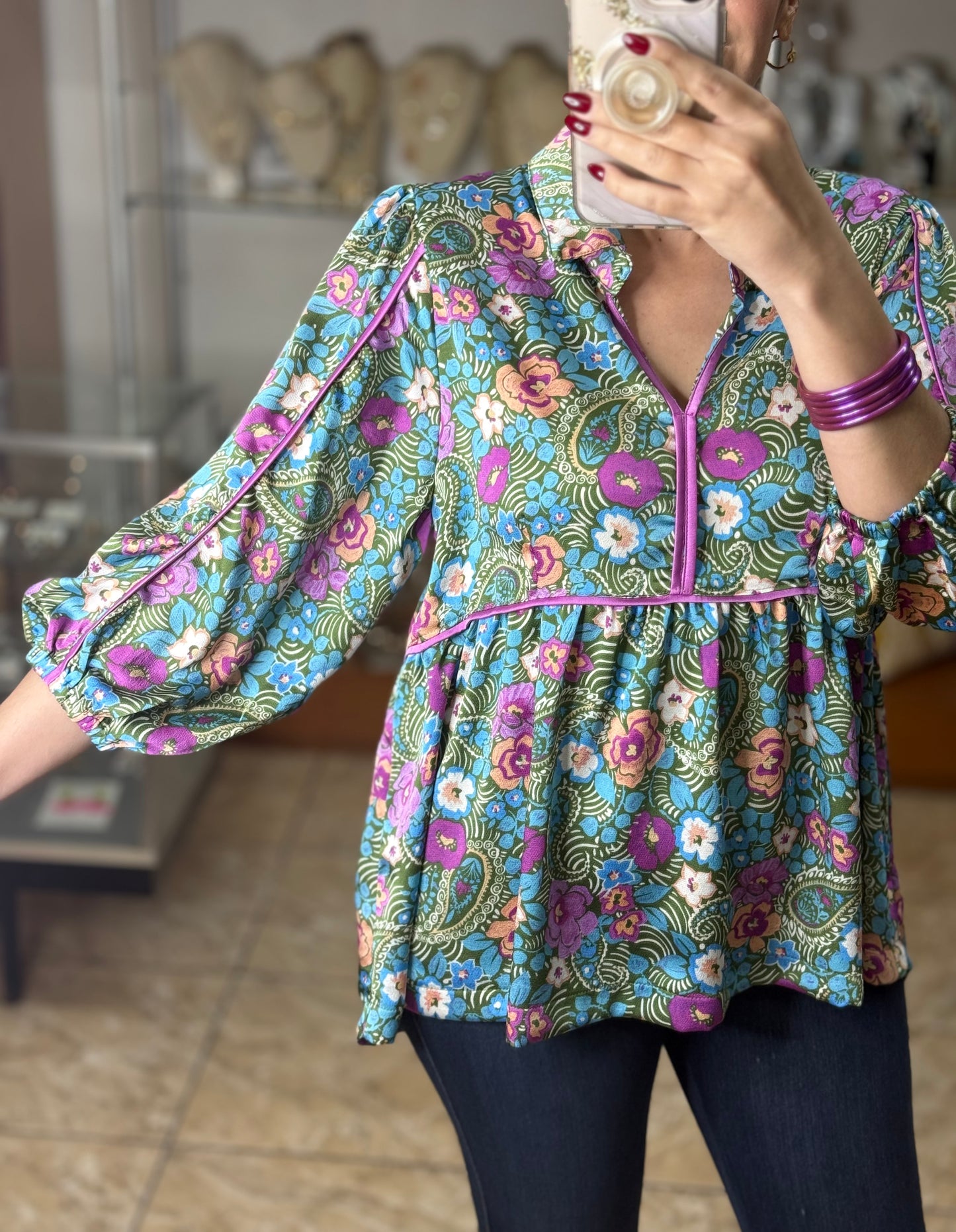Lilac Mix Floral Satin Top