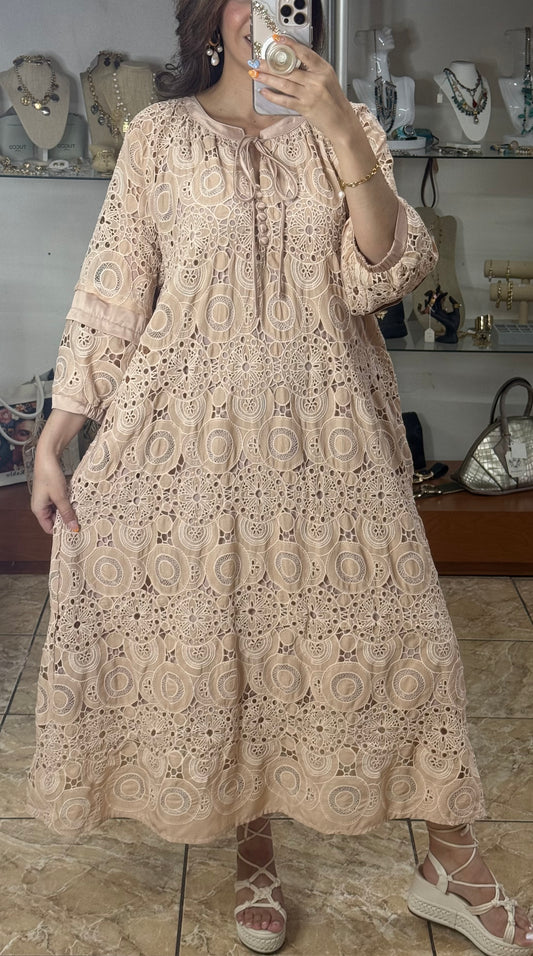 Belisse Embroidered OS Maxi Dress (FINAL SALE)