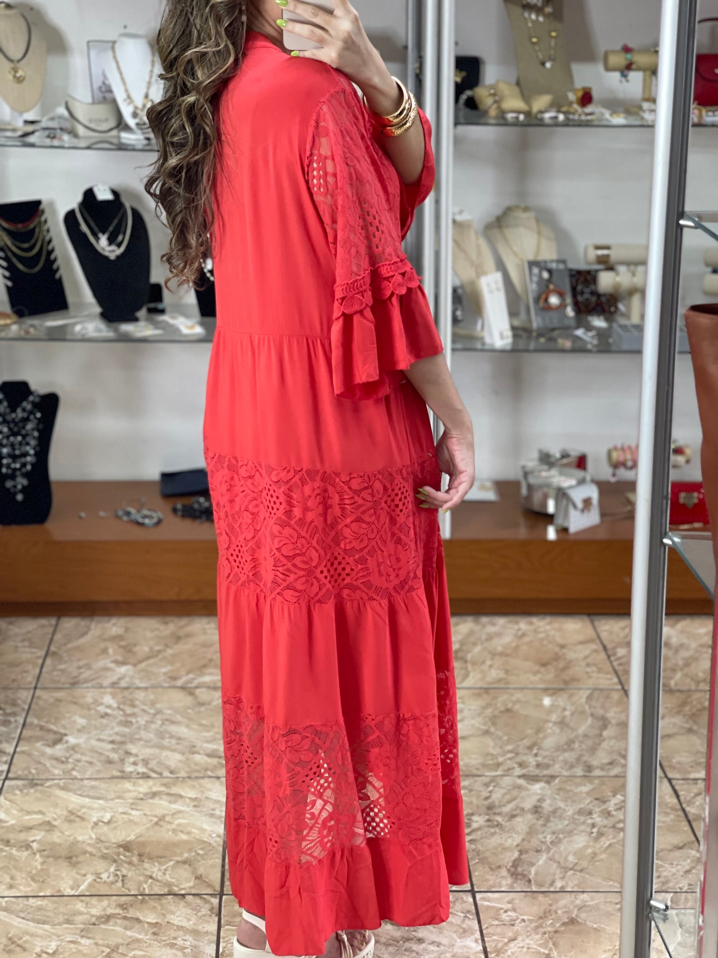 Red OS Plus Maxi Dress