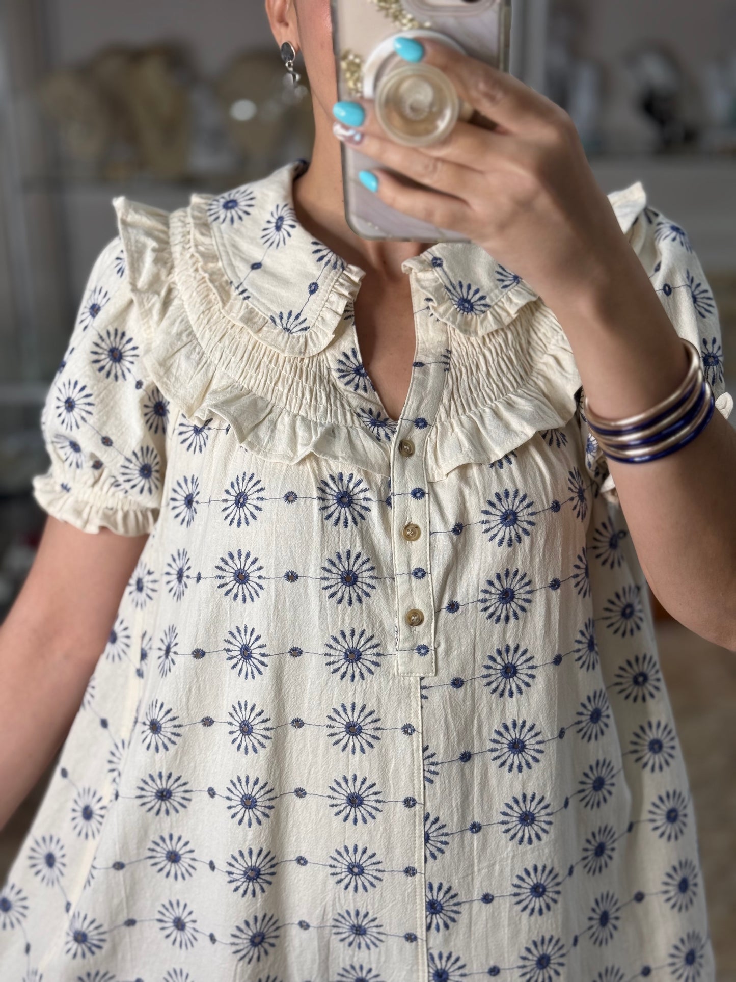 Ecru Embroidered Doll Dress