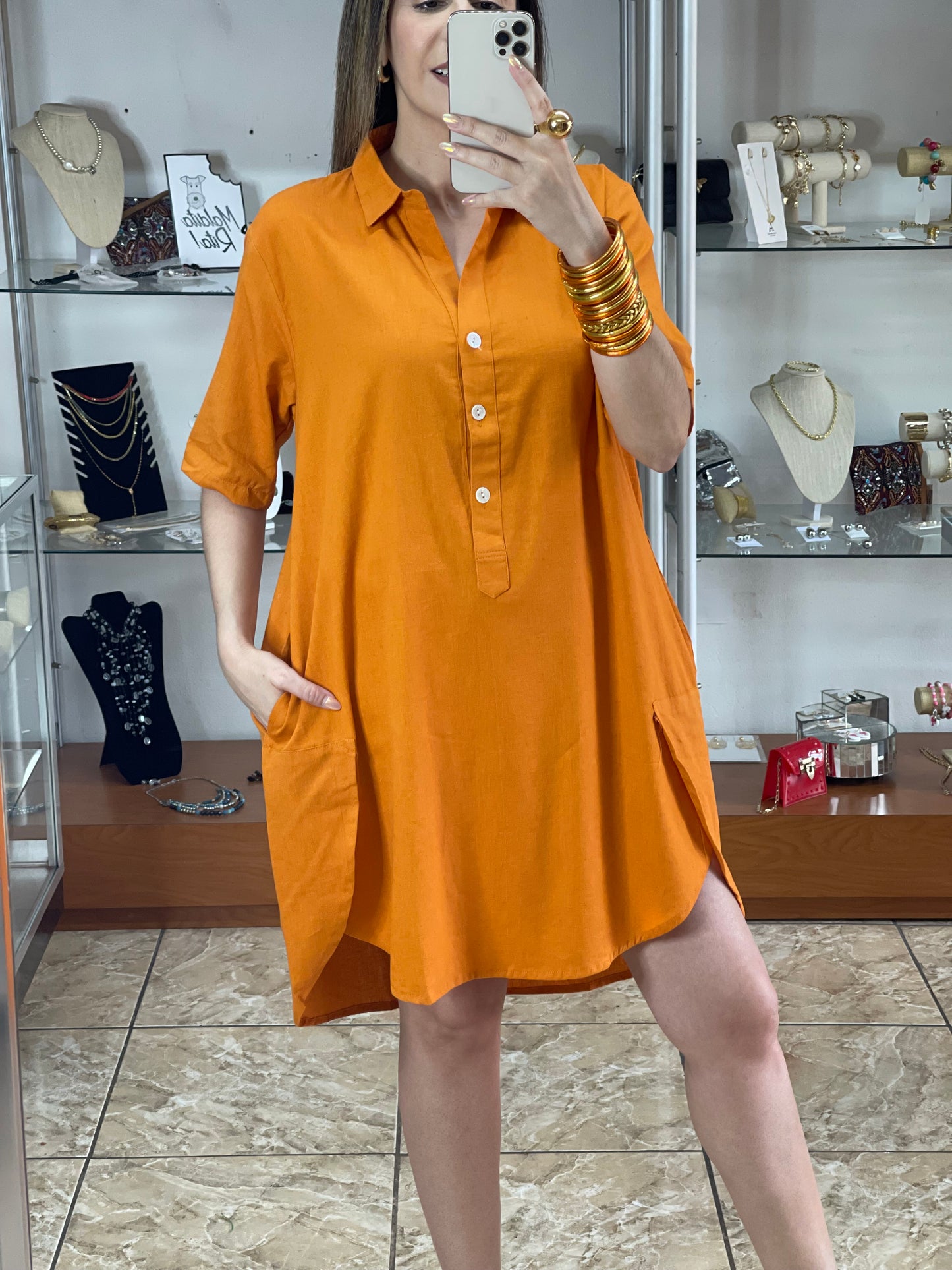 Linen/Cotton Shirt Dress