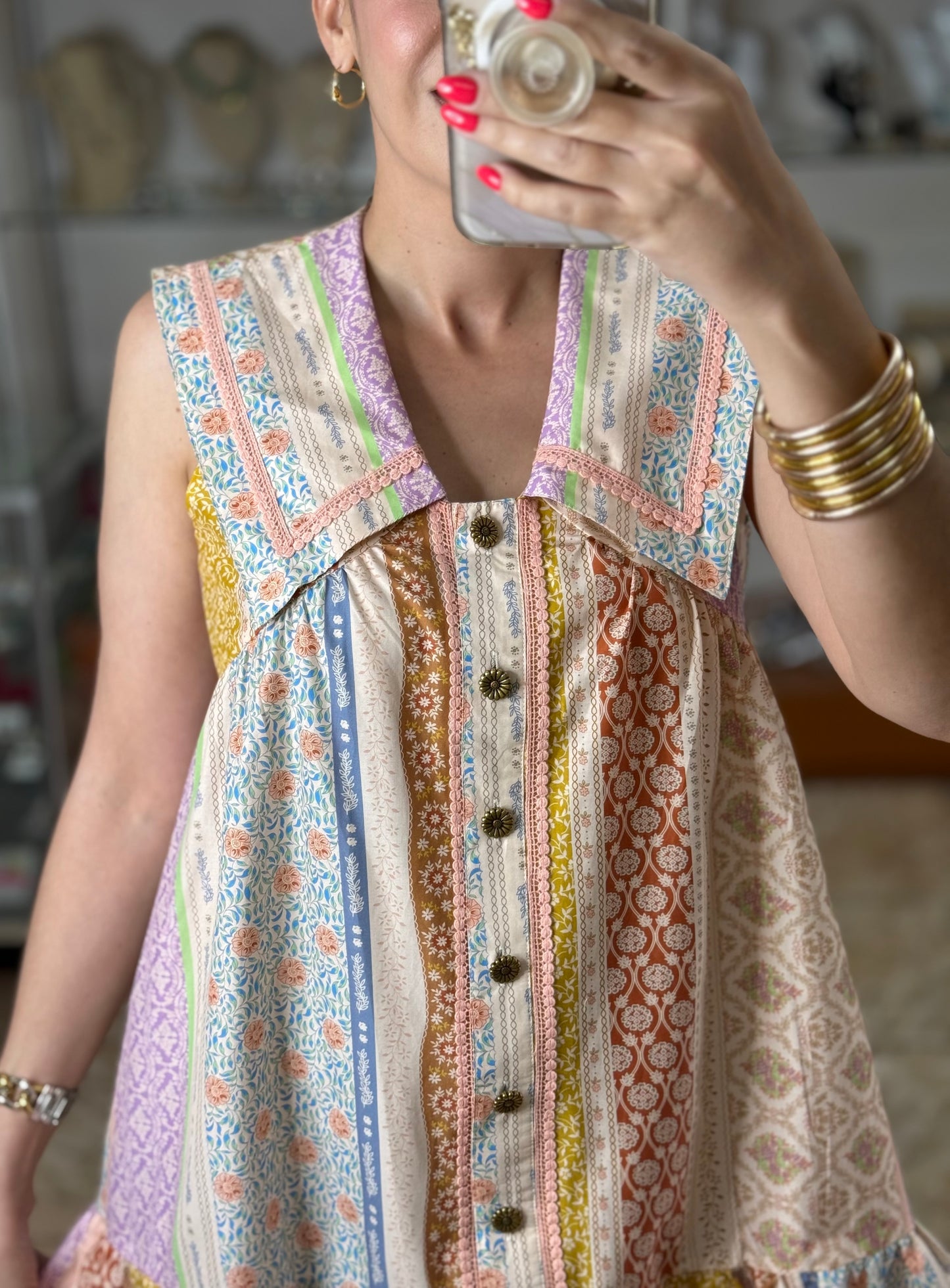 Blush Mix Boho Mini Dress