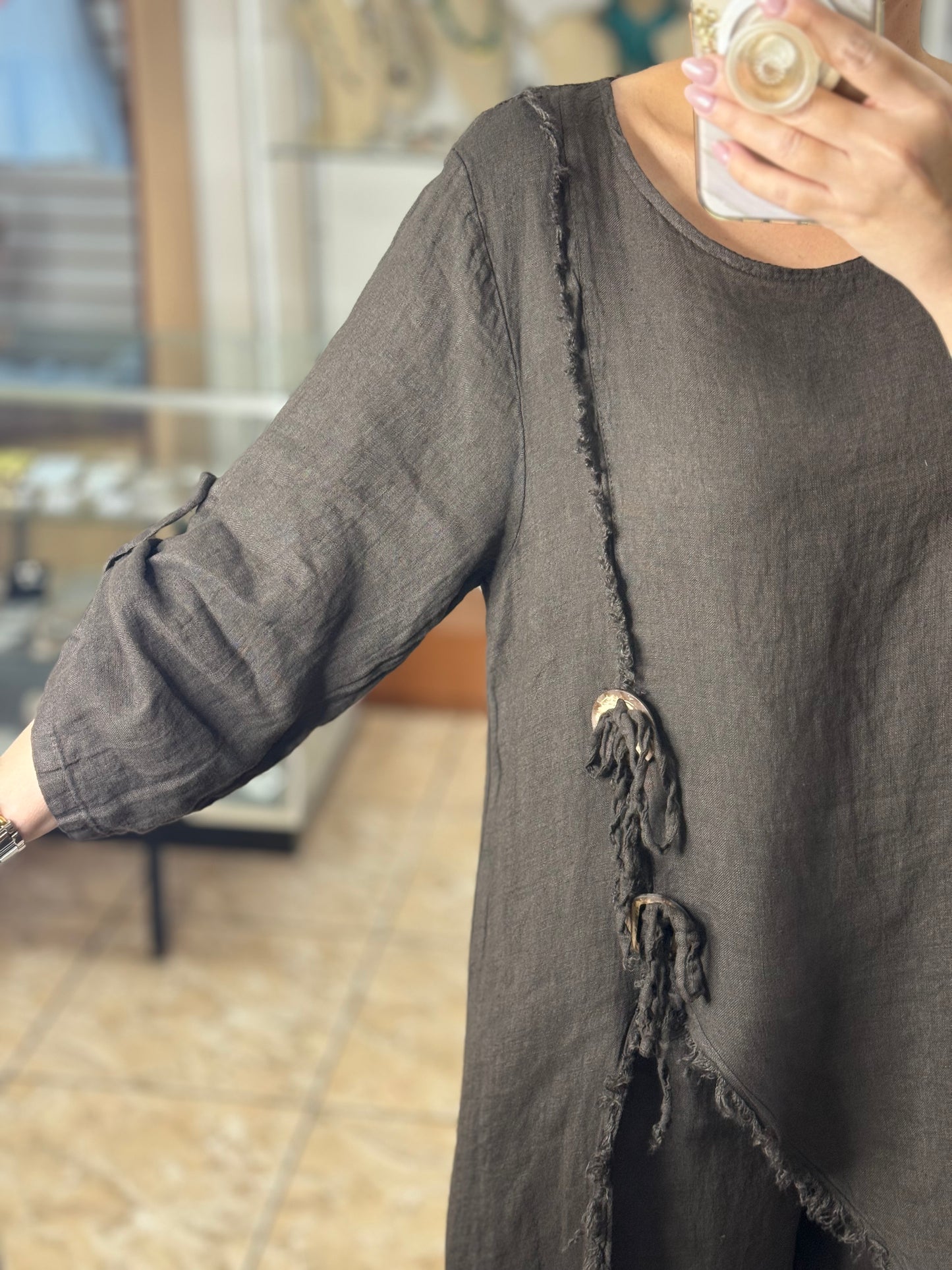 Asymmetrical Linen OS Top and Pant Set (NO RETURNS OR EXCHANGE)