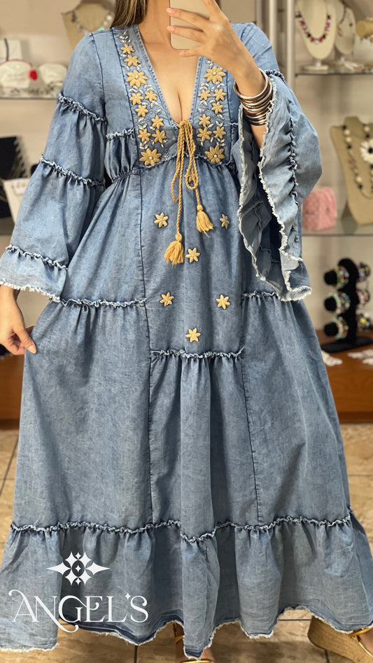 Fabiola Denim Maxi Dress