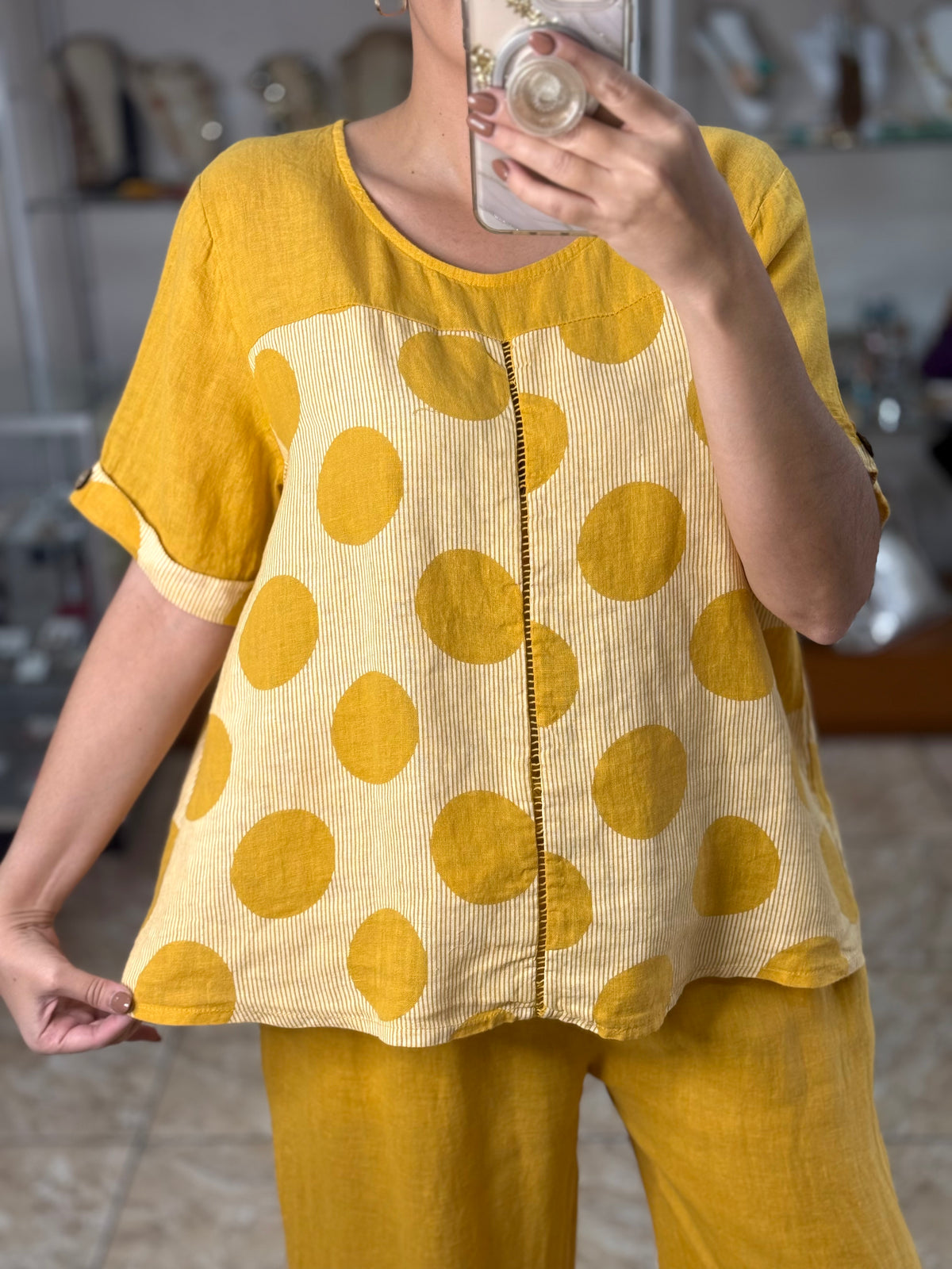 Stripes & Polka Dots OS Linen Set (NO RETURNS OR EXCHANGE)
