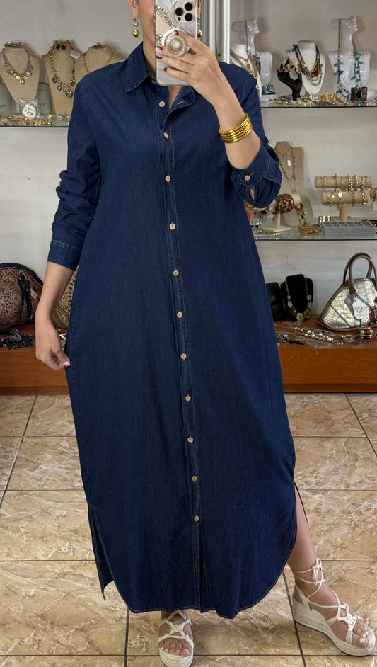 Long Sleeves Maxi Denim Dress