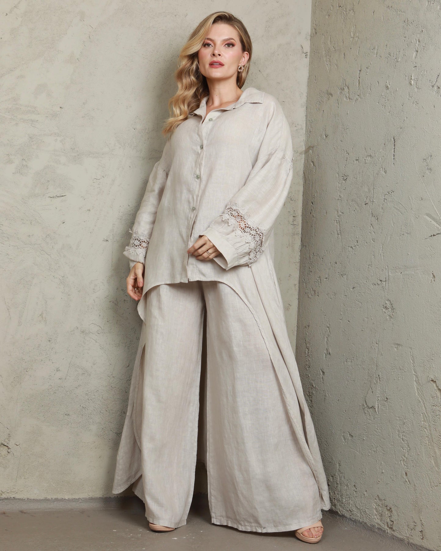 High/Low OS Linen Pant Set (FINAL SALE)