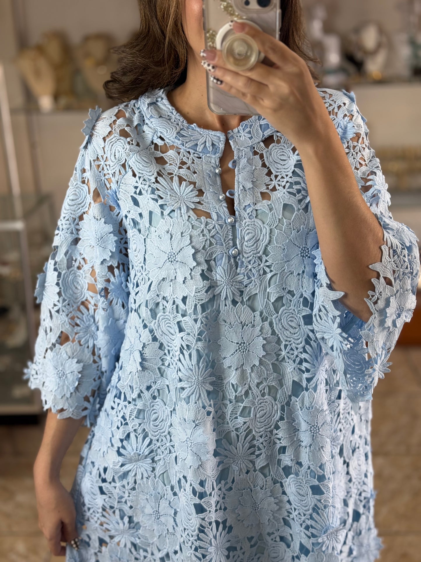 Floral Appliqué OS Maxi Dress (NO RETURNS OR EXCHANGE)