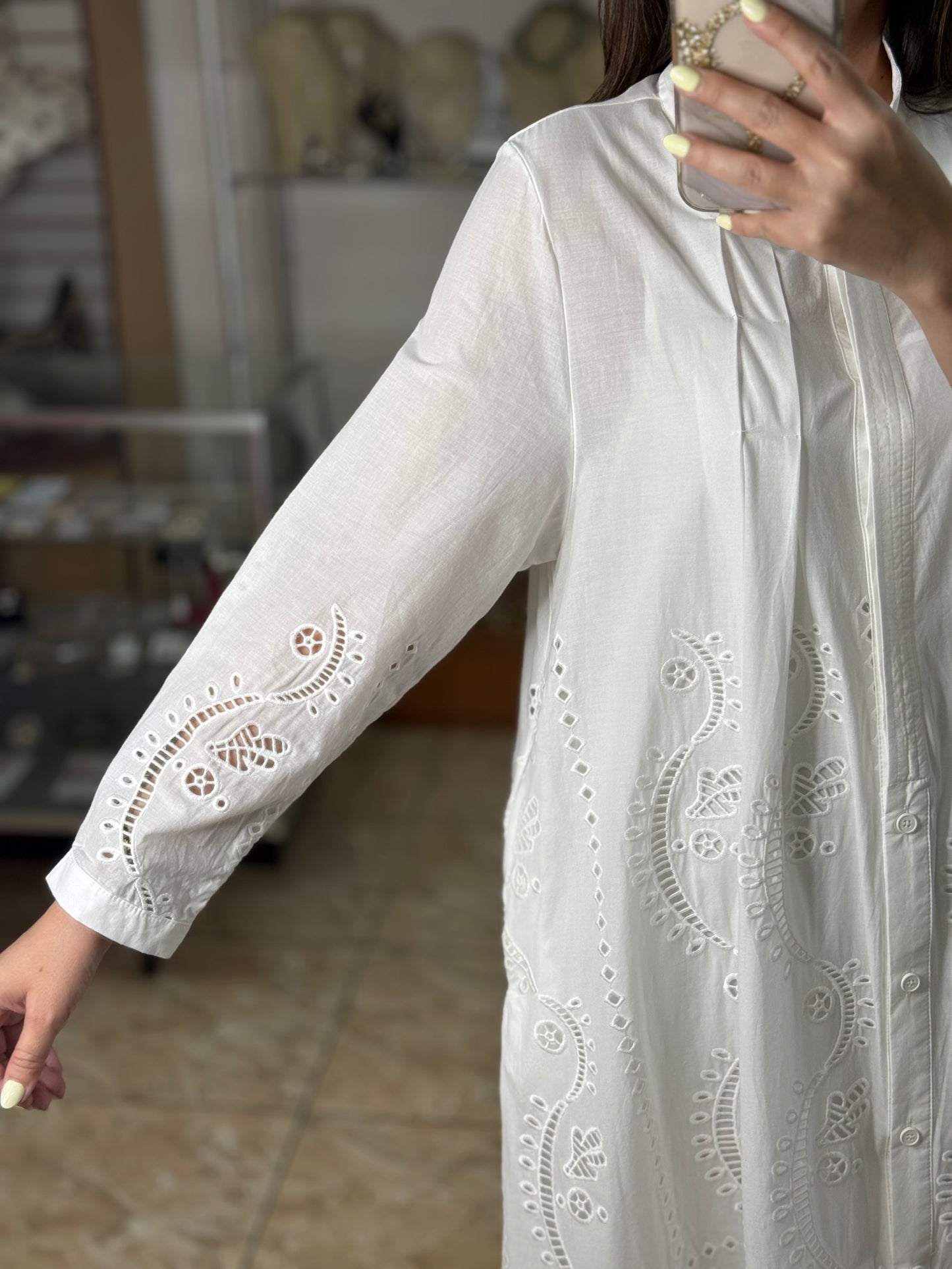 Long Sleeves Embroidered OS Maxi Dress (NO RETURNS OR EXCHANGE)